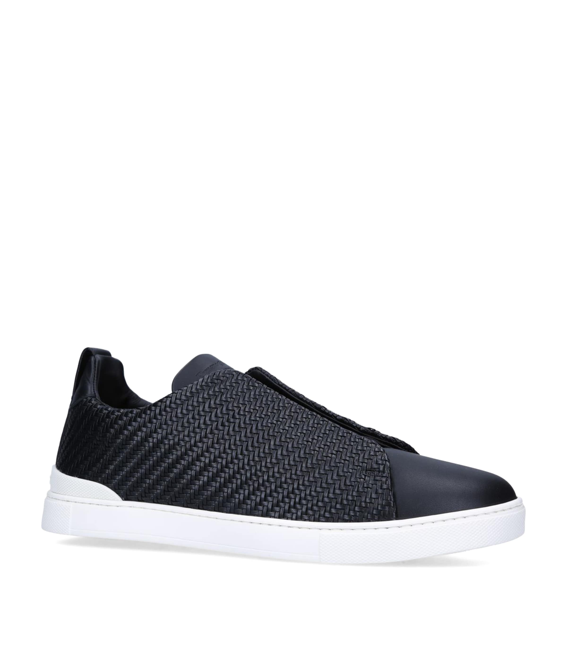 Zegna Baskets Triple Stitch En Oasi Cashmere Noir Réglisse In Black
