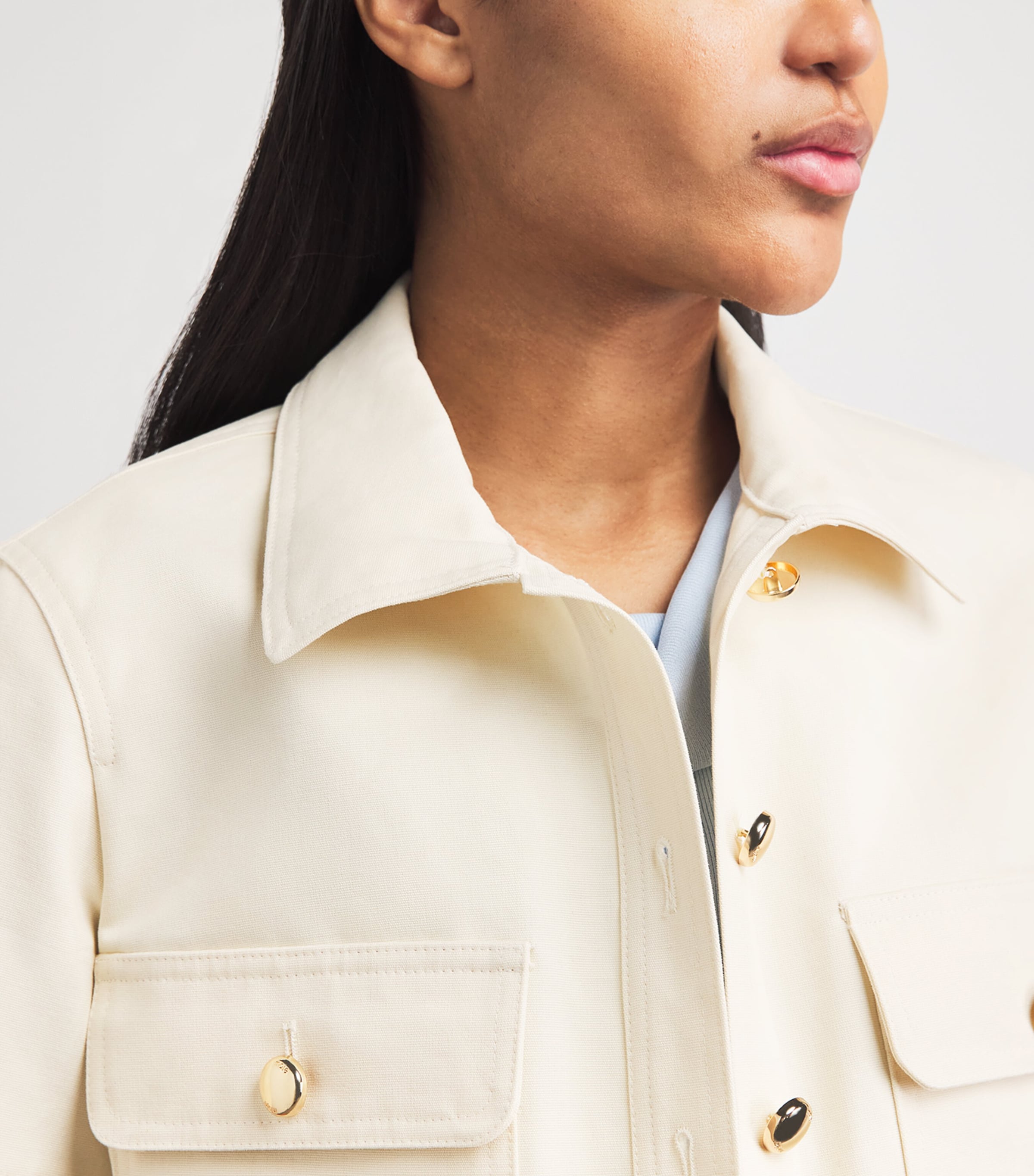 Cotton Cropped Jacket ECRU Image 3