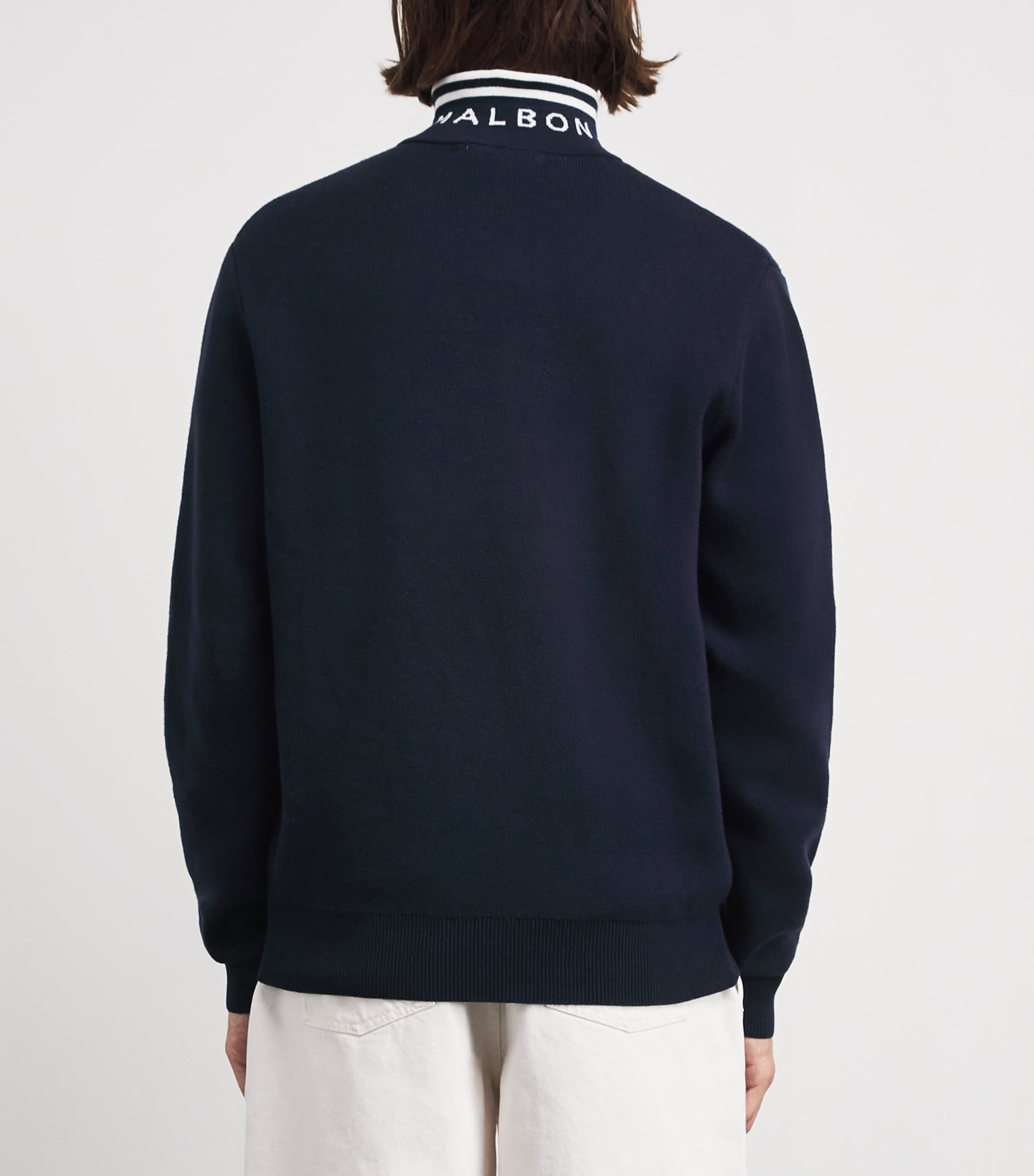 Malbon Mens Sorrel Quarter-Zip Sweater Navy Image 5