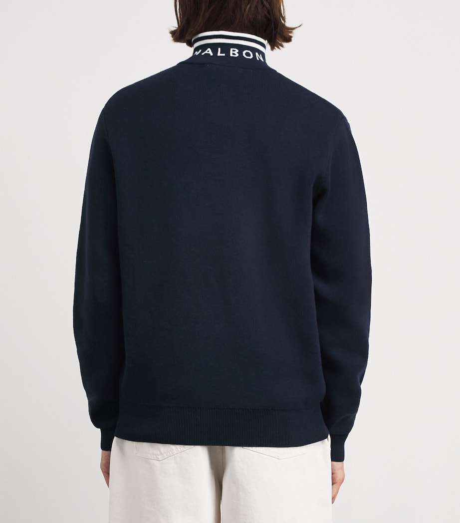 Malbon Mens Sorrel Quarter-Zip Sweater Navy Image 5