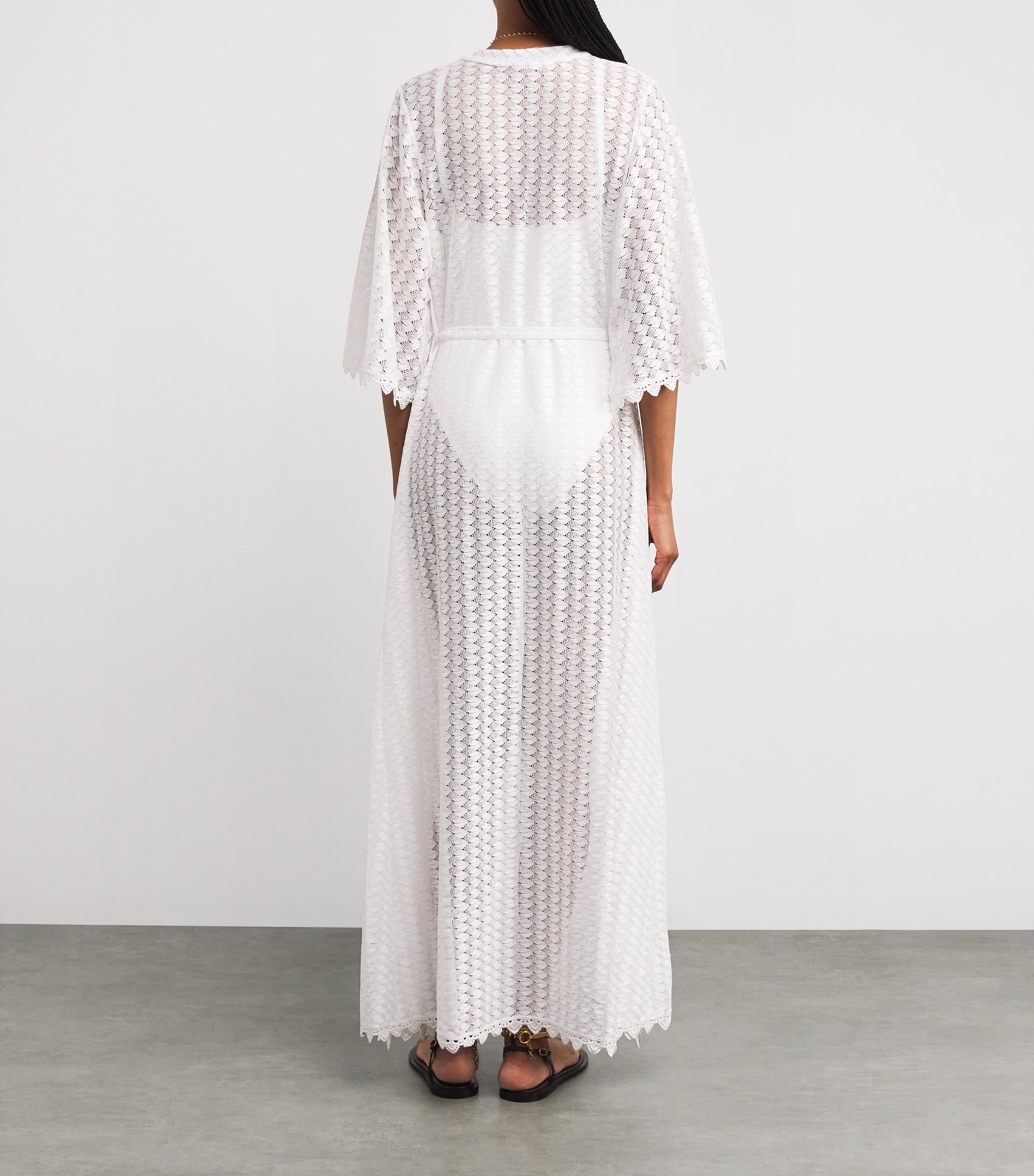 Knitted Tali Maxi Kaftan WHITE4 Image 3