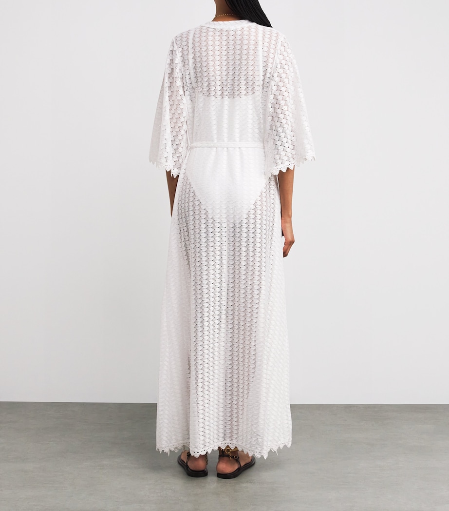 Knitted Tali Maxi Kaftan WHITE4 Image 3