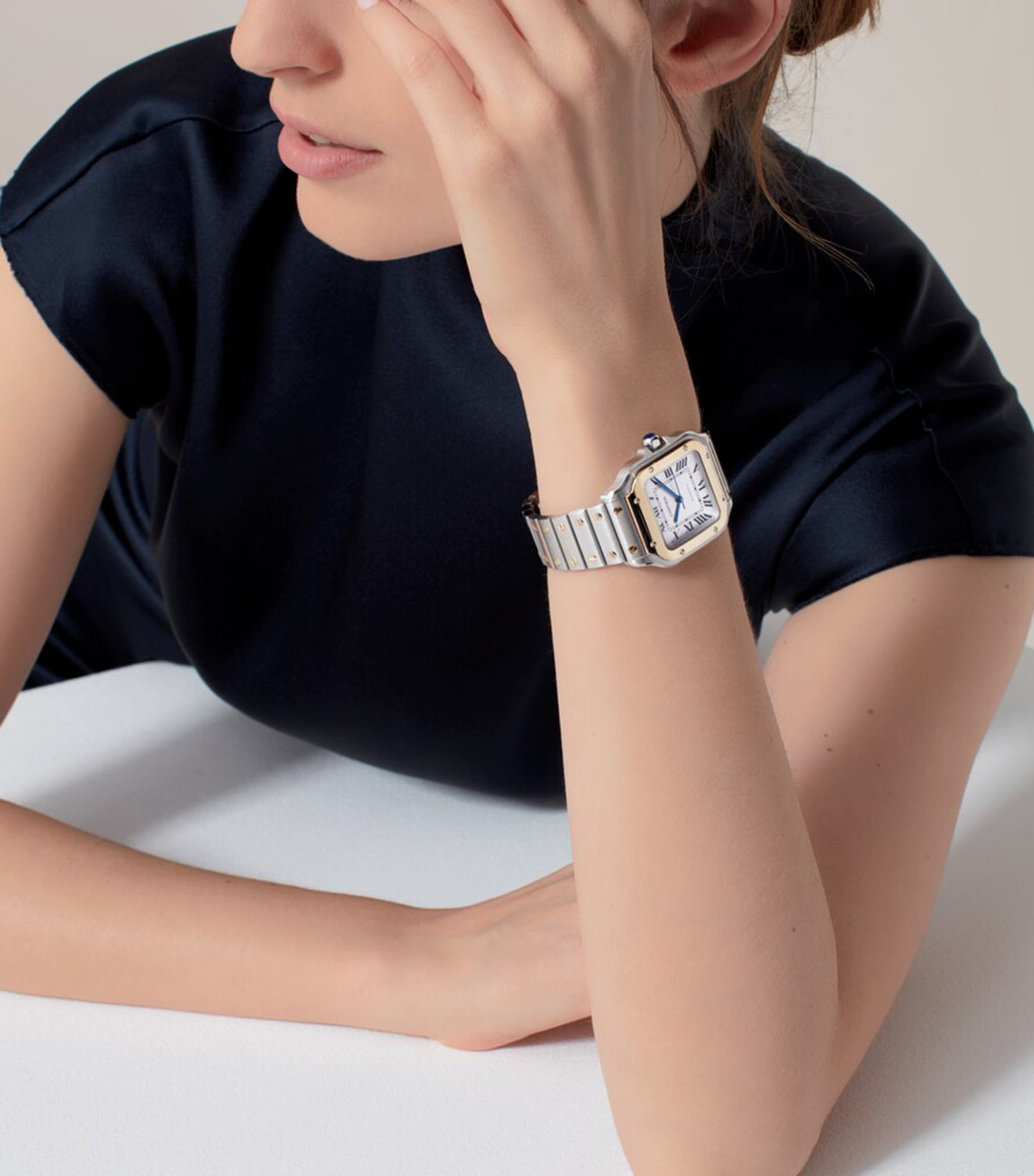 Cartier Yellow Gold and Stainless Steel Santos de Cartier Watch 42mm Grey Image 6