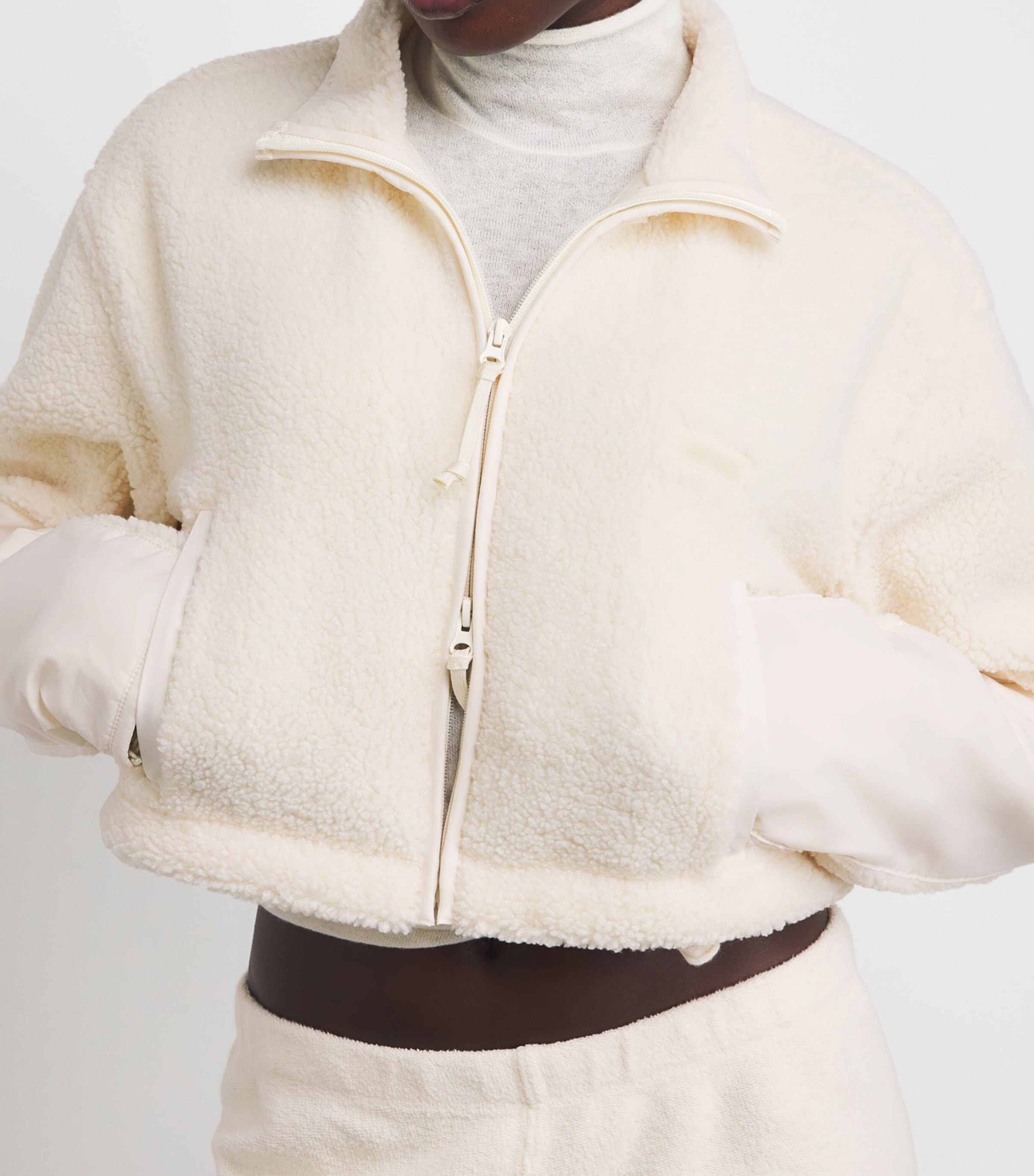 Teddy Cropped Zip-Up Jacket ECRU Image 6
