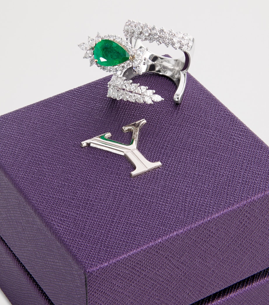 White Gold, Diamond and Emerald Reign Supreme Ring WHITE GOLD Image 5
