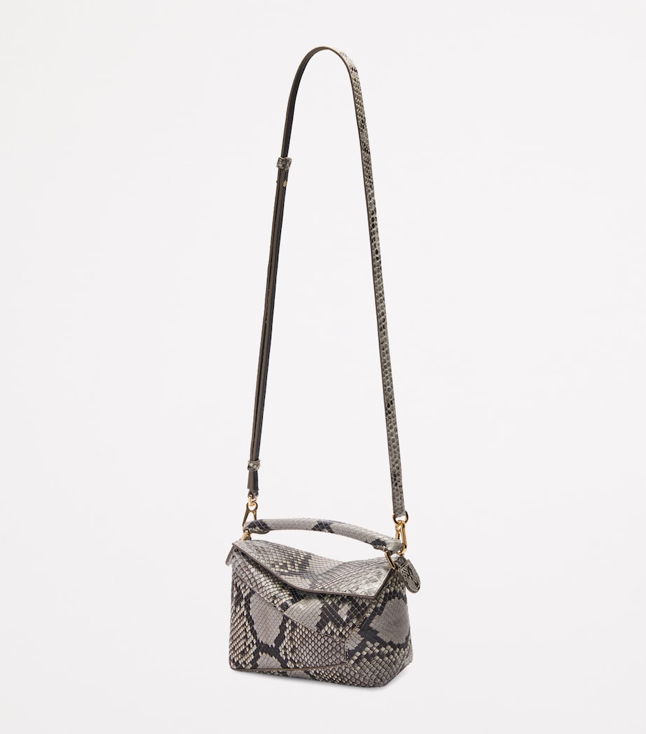 Mini Snakeskin Puzzle Edge Top-Handle Bag NATURAL Image 5