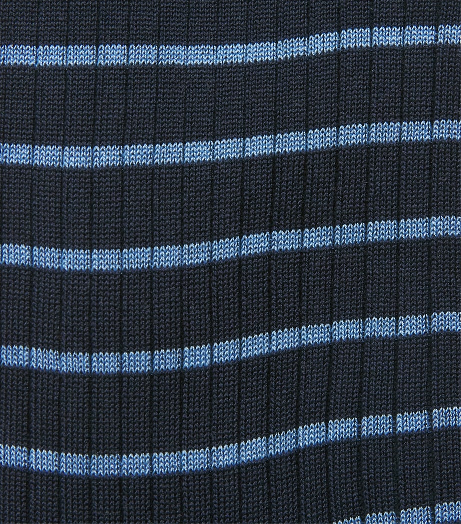 Cotton-Blend Stripe Ribbed Socks BLUE Image 2