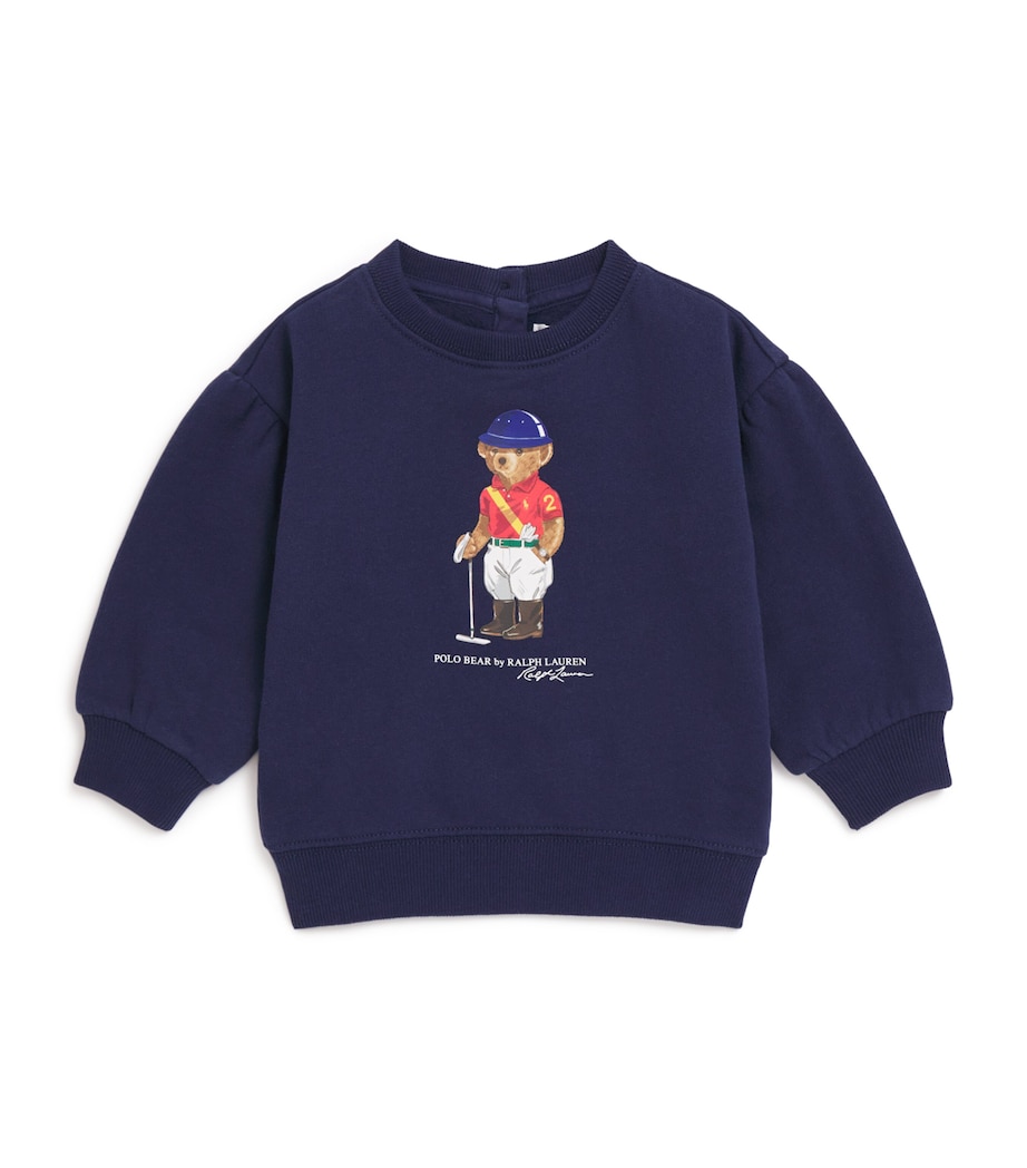 Cotton-Blend Polo Bear Sweatshirt (3-24 Months) NAVY Image 1