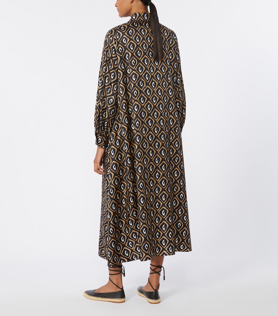 Max Mara Womens Silk Twill Printed Midi Shirt Dress Black Image 4