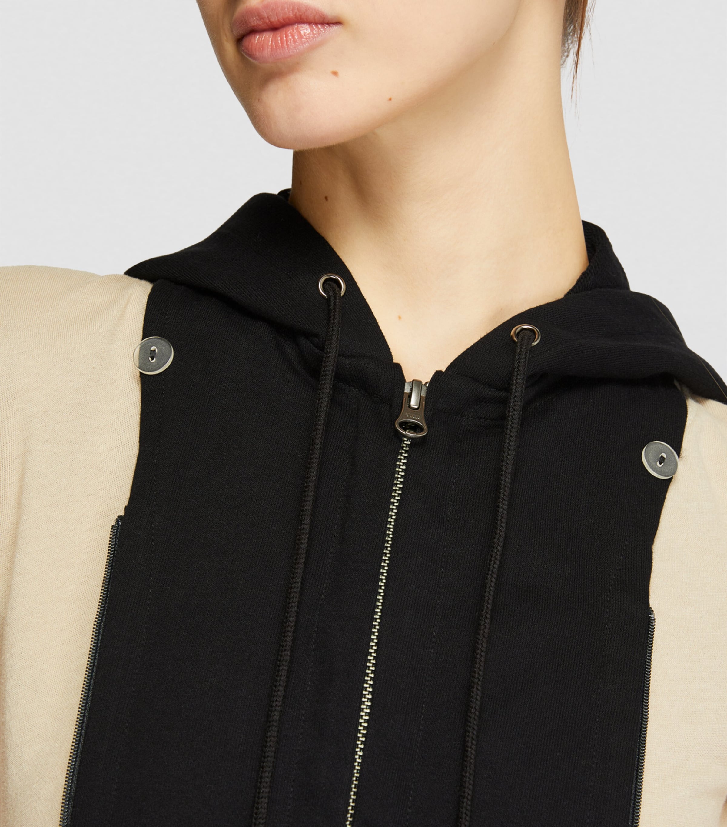 Zip-Up Hooded Dickey BLACK Image 6