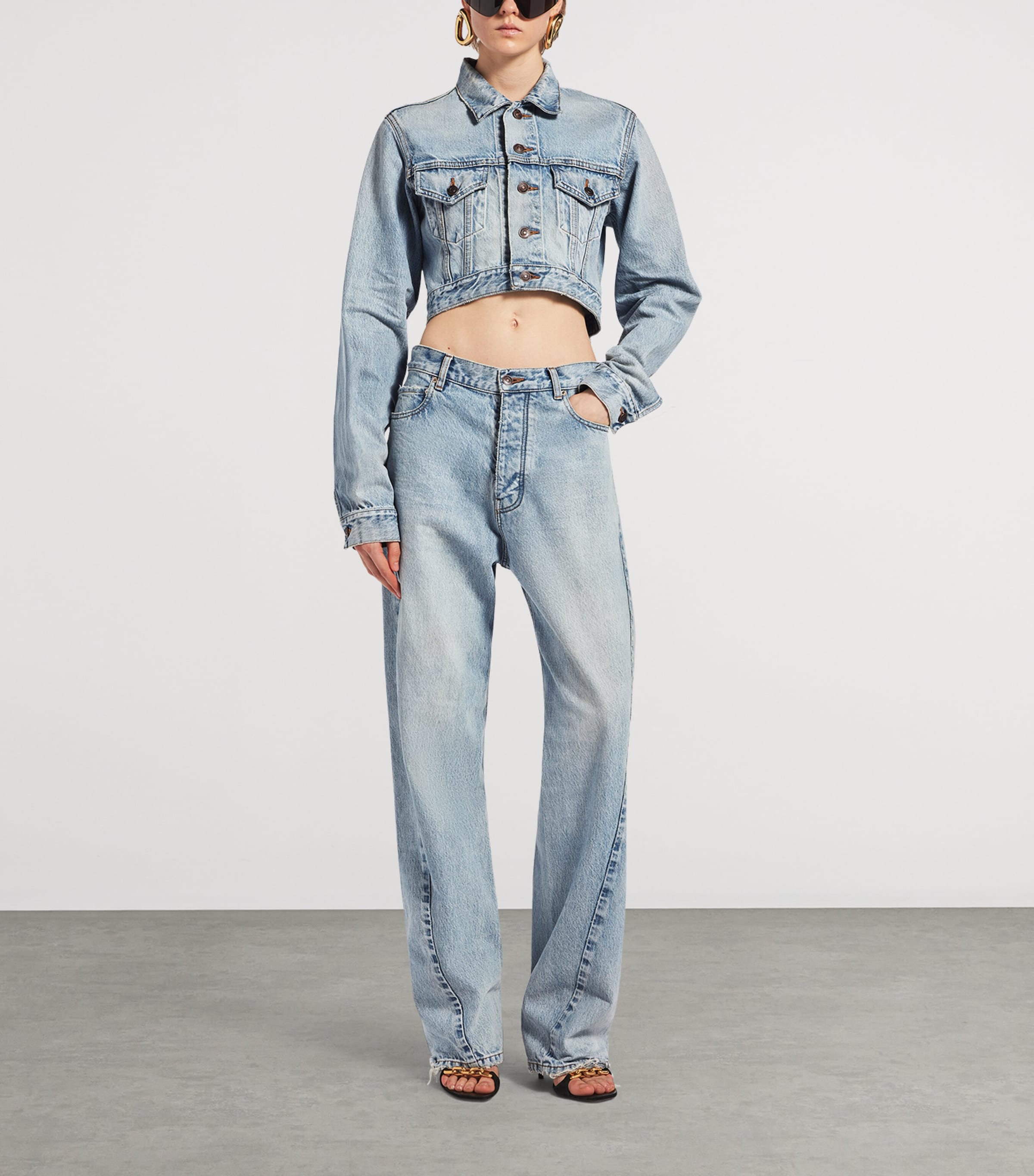 Balenciaga Blue Twisted Seam Straight-Leg Jeans | Harrods UK