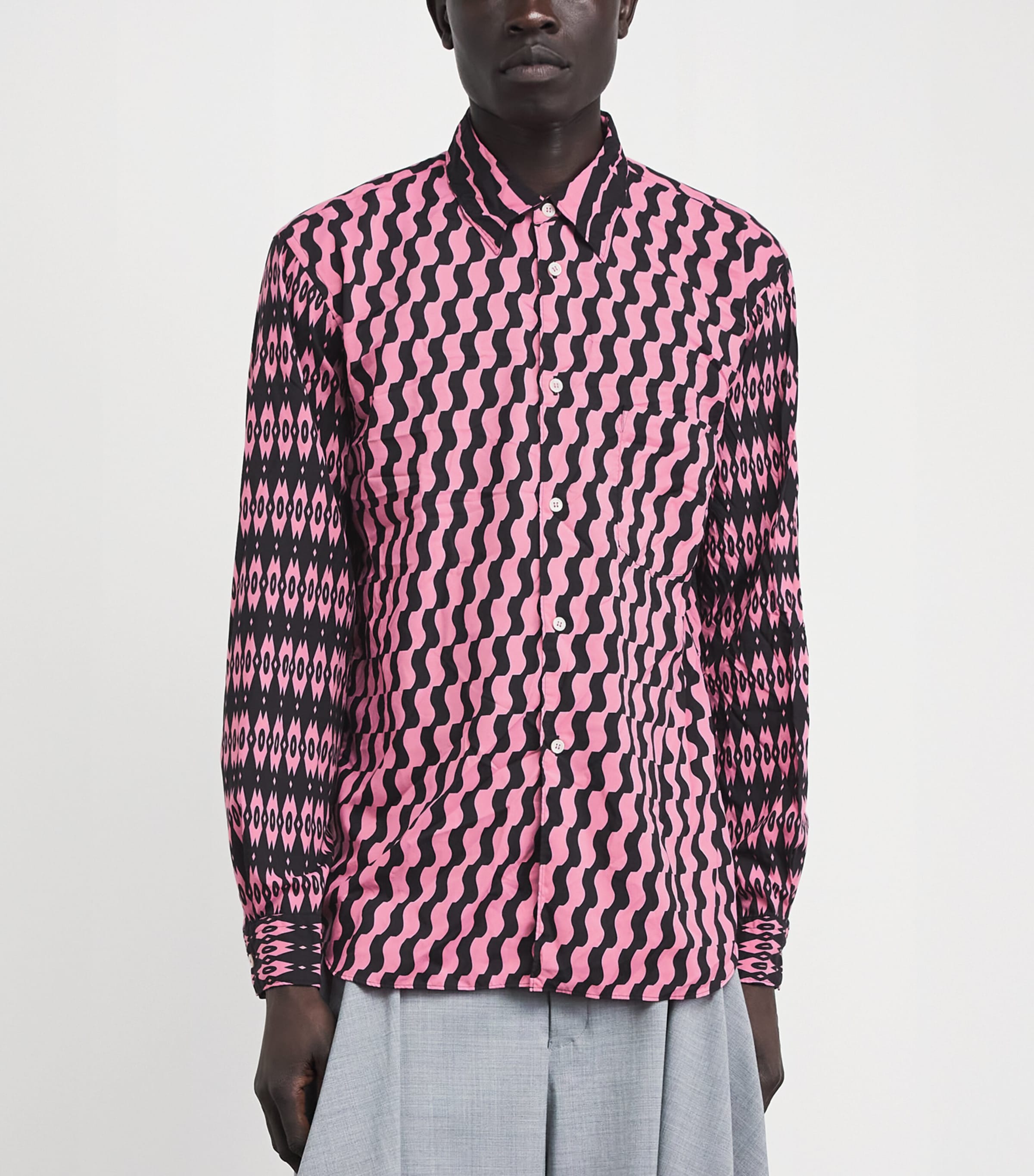 Comme Des Garçons Homme Plus Mens Printed Relaxed Shirt Pink/black Image 4