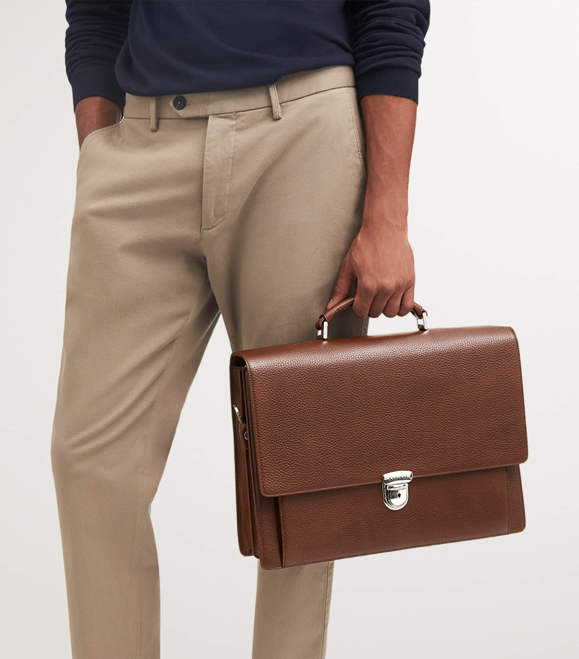 Leather City Laptop Briefcase TOBACCO Image 6