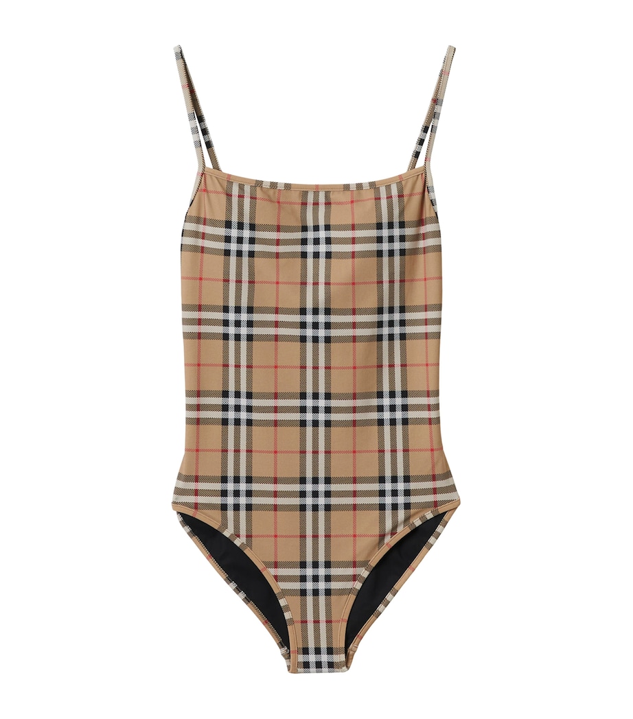 Burberry Womens Check Swimsuit Archive Beige Ip Chk Image 1