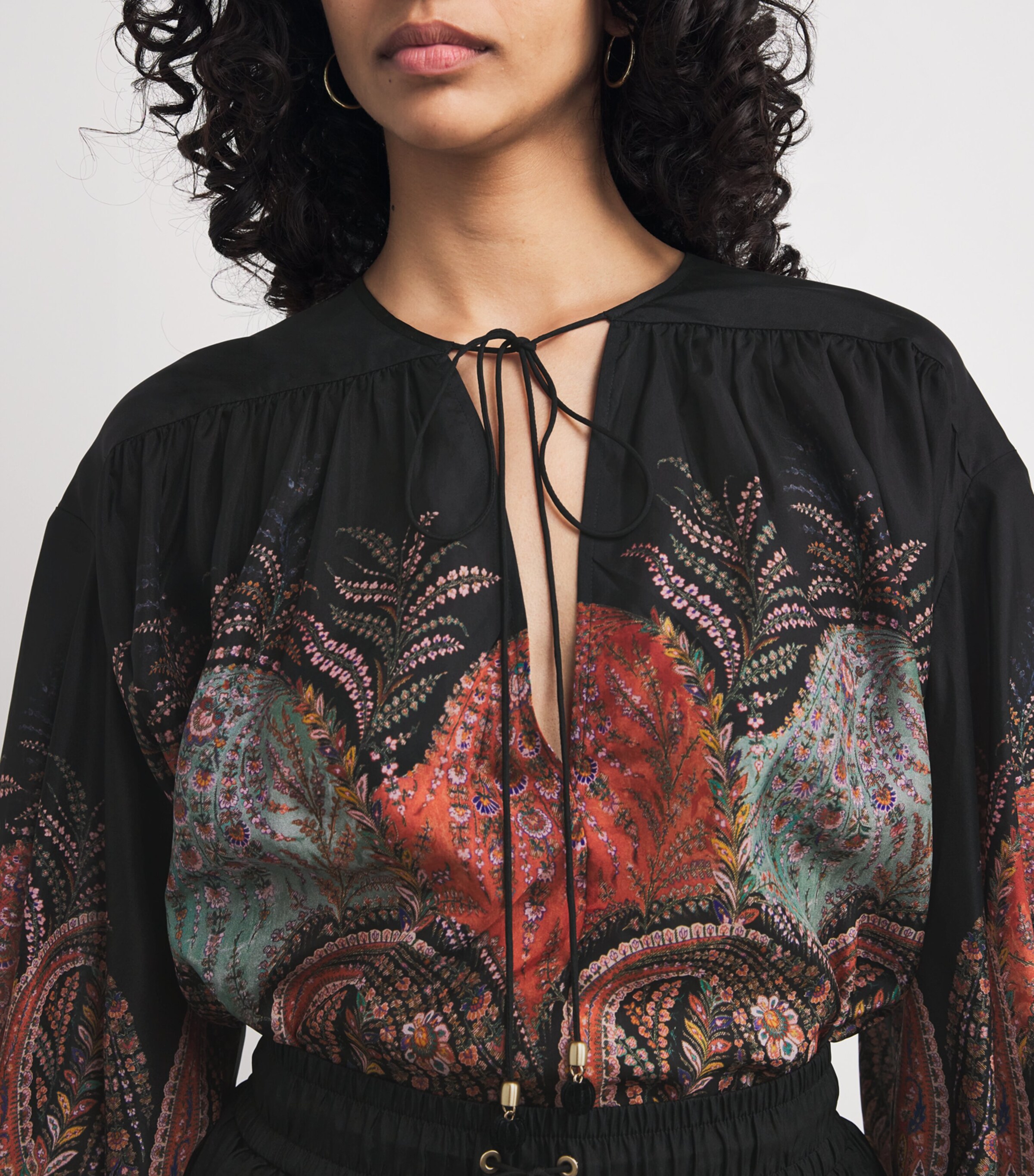 Zimmermann Womens Silk Rhiannon Blouse Blkp Black Paisley Image 6