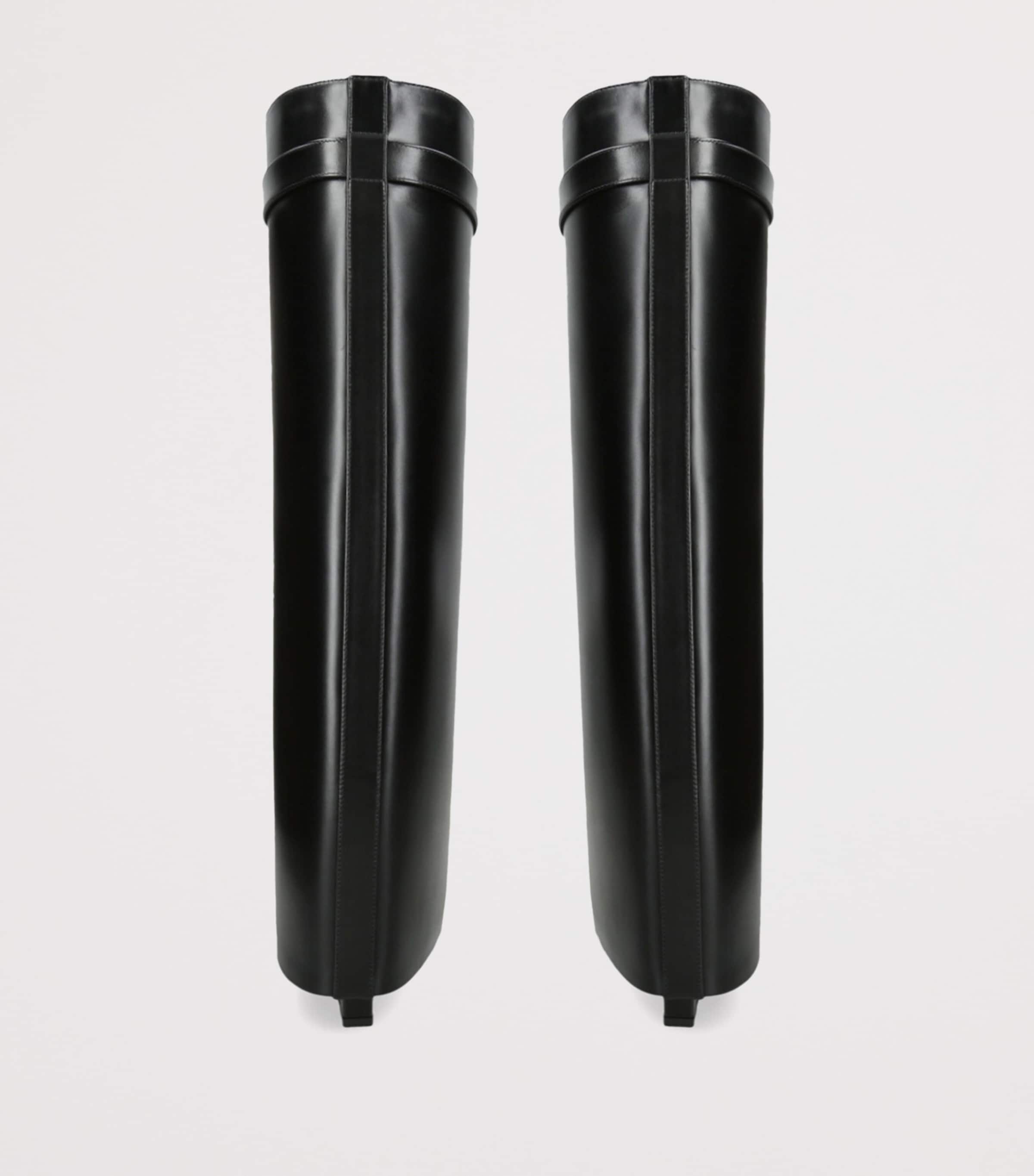 Leather Shark Knee-High Boots 95 BLACK Image 3