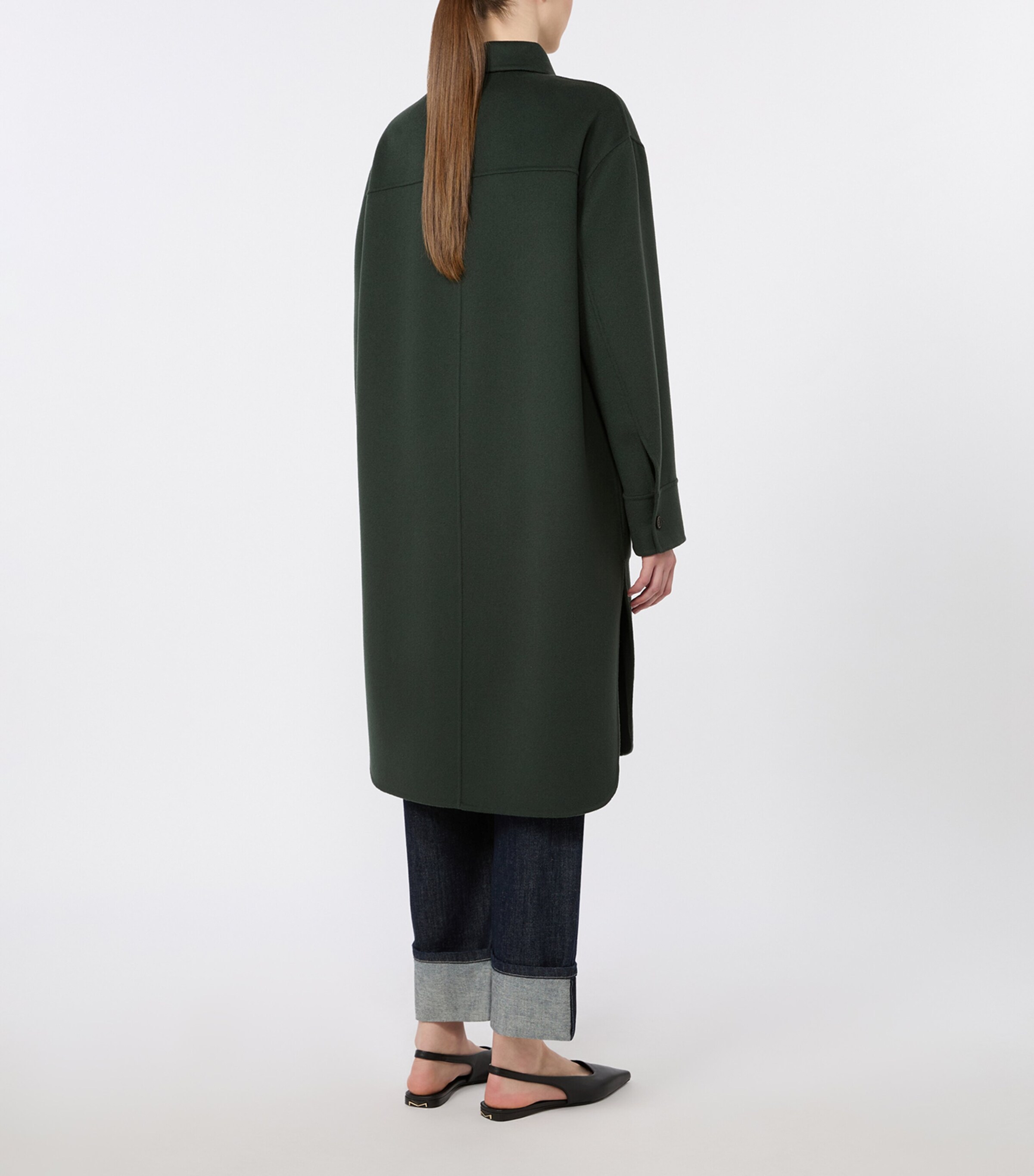 Max Mara Womens Virgin Wool Single-Breasted Coat Dark Green Image 4