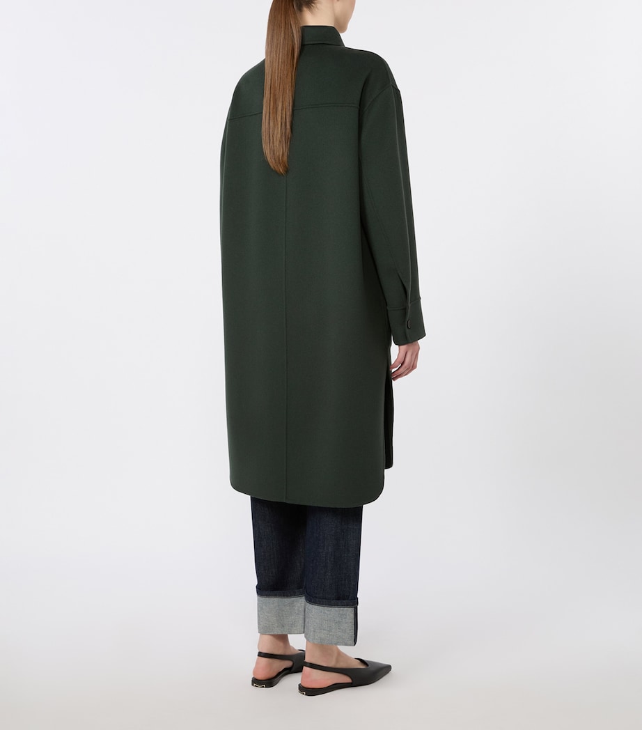 Max Mara Womens Virgin Wool Single-Breasted Coat Dark Green Image 4