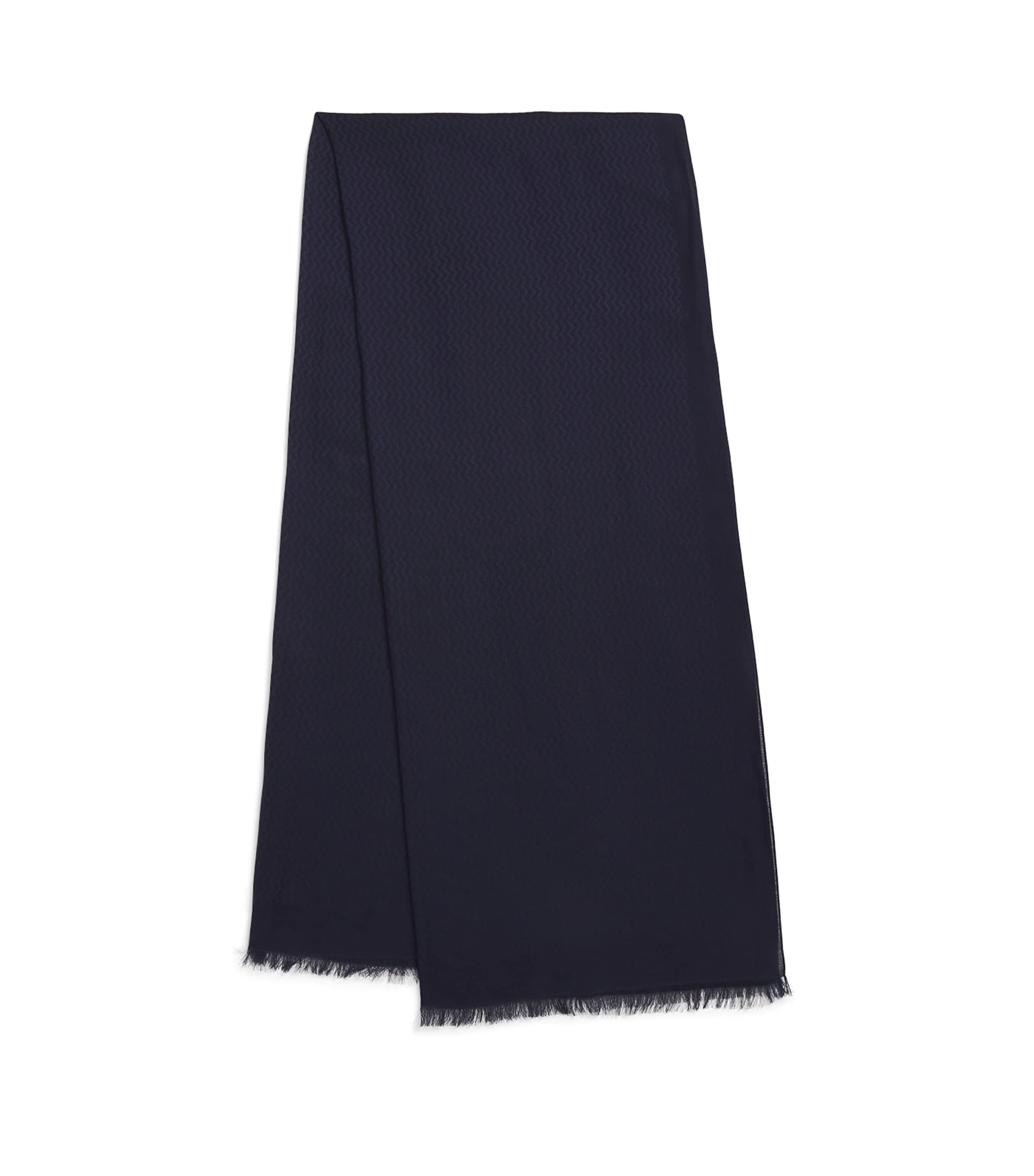 Emporio Armani Fringed Scarf In Blue