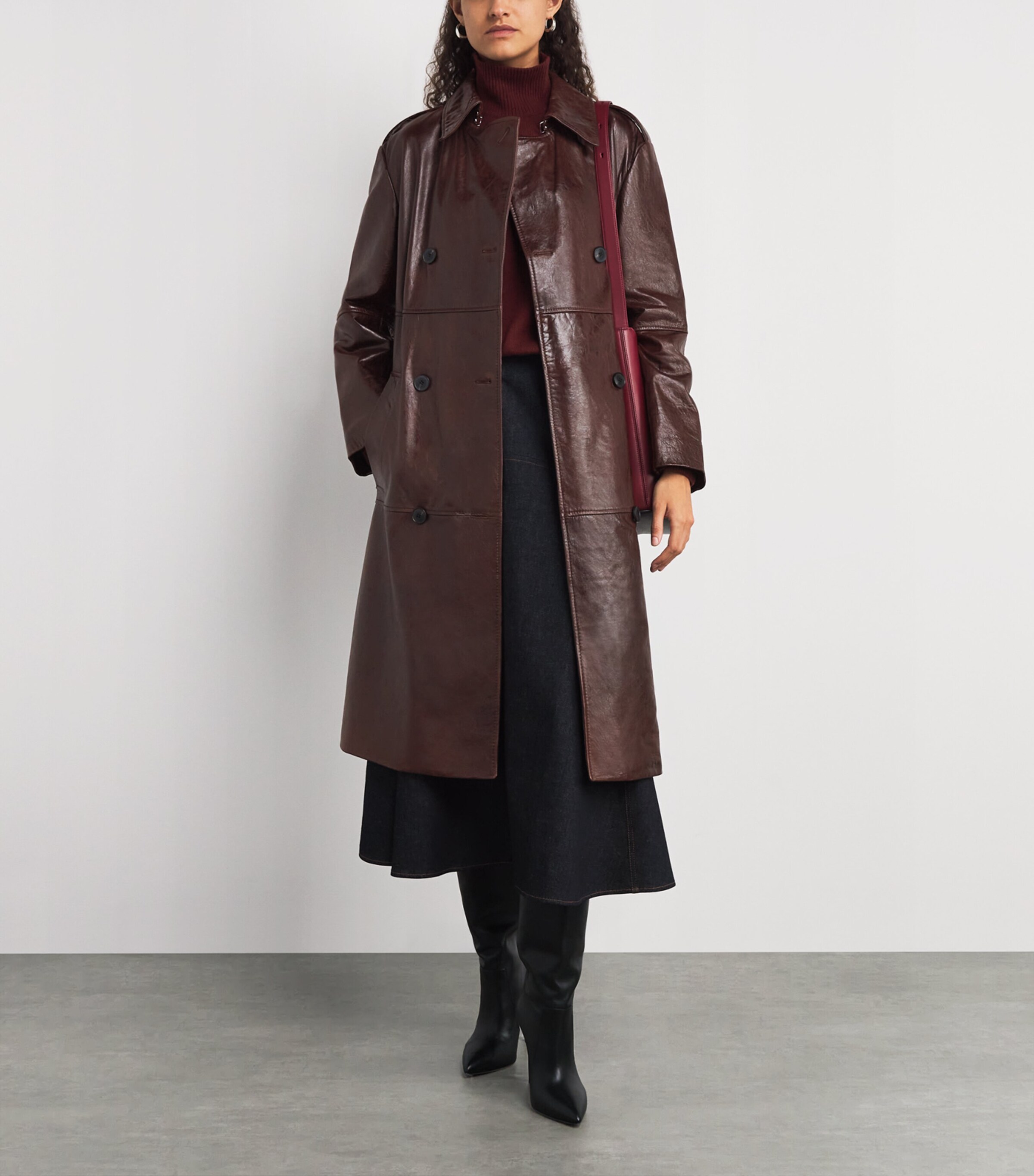 Leather Trench Coat BROWN Image 2