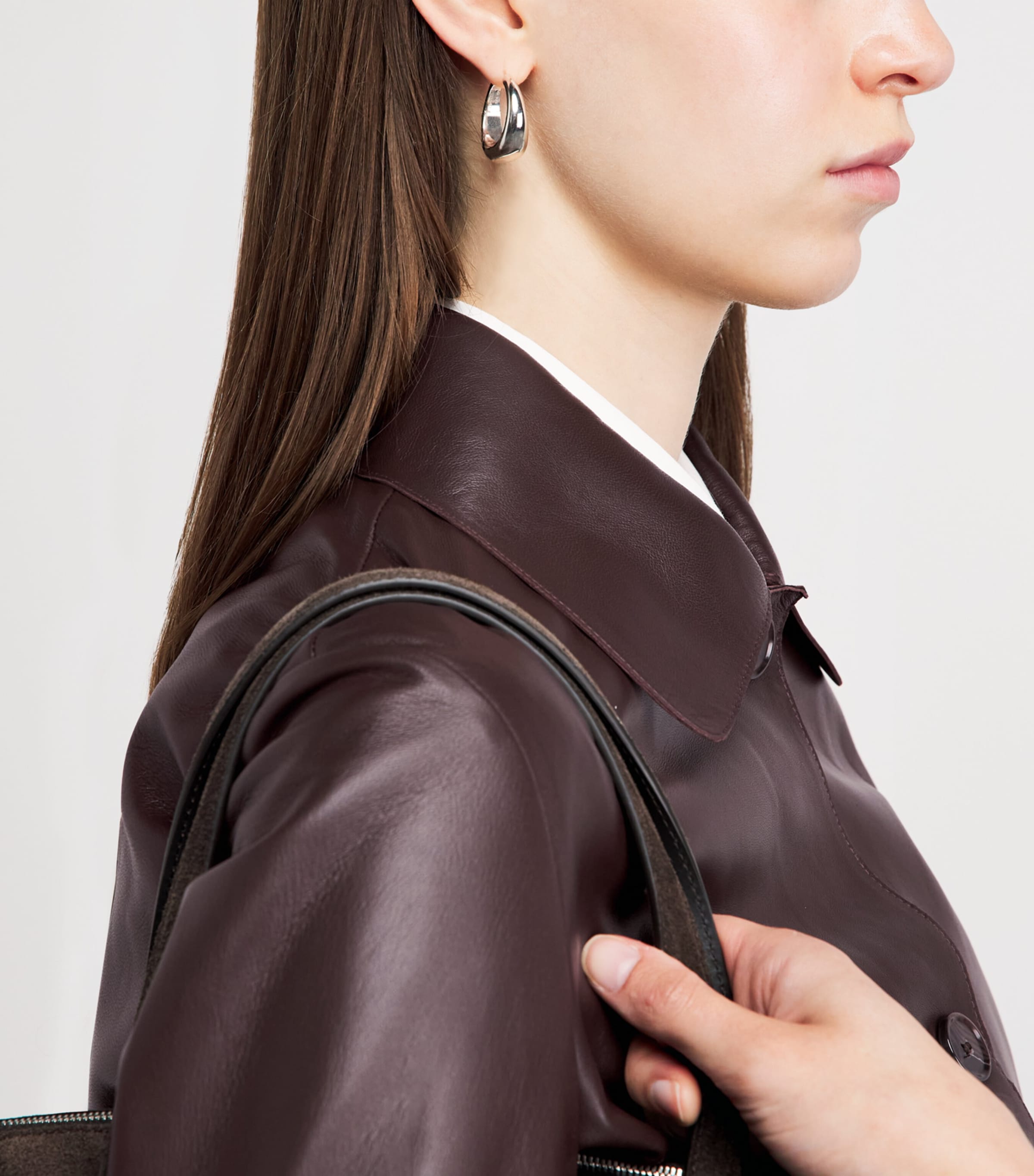 Arma Womens Kaylee Leather Jacket Marrone Image 3