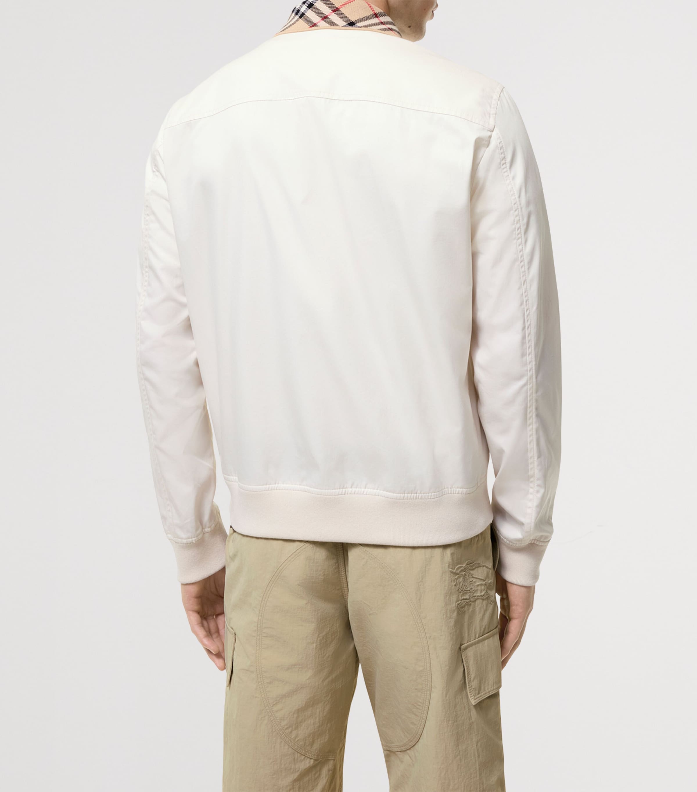 Burberry Mens Cotton Gabardine Harrington Jacket Tundra White Image 3