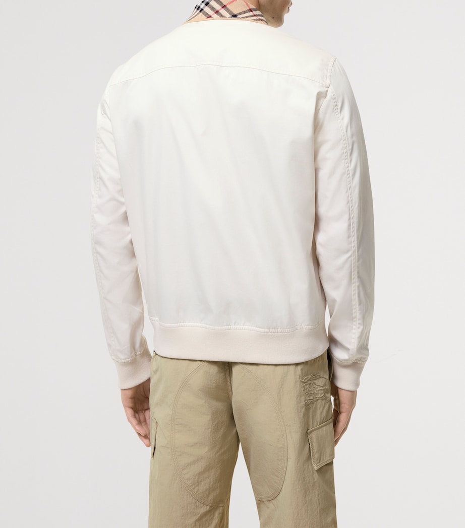 Burberry Mens Cotton Gabardine Harrington Jacket Tundra White Image 3