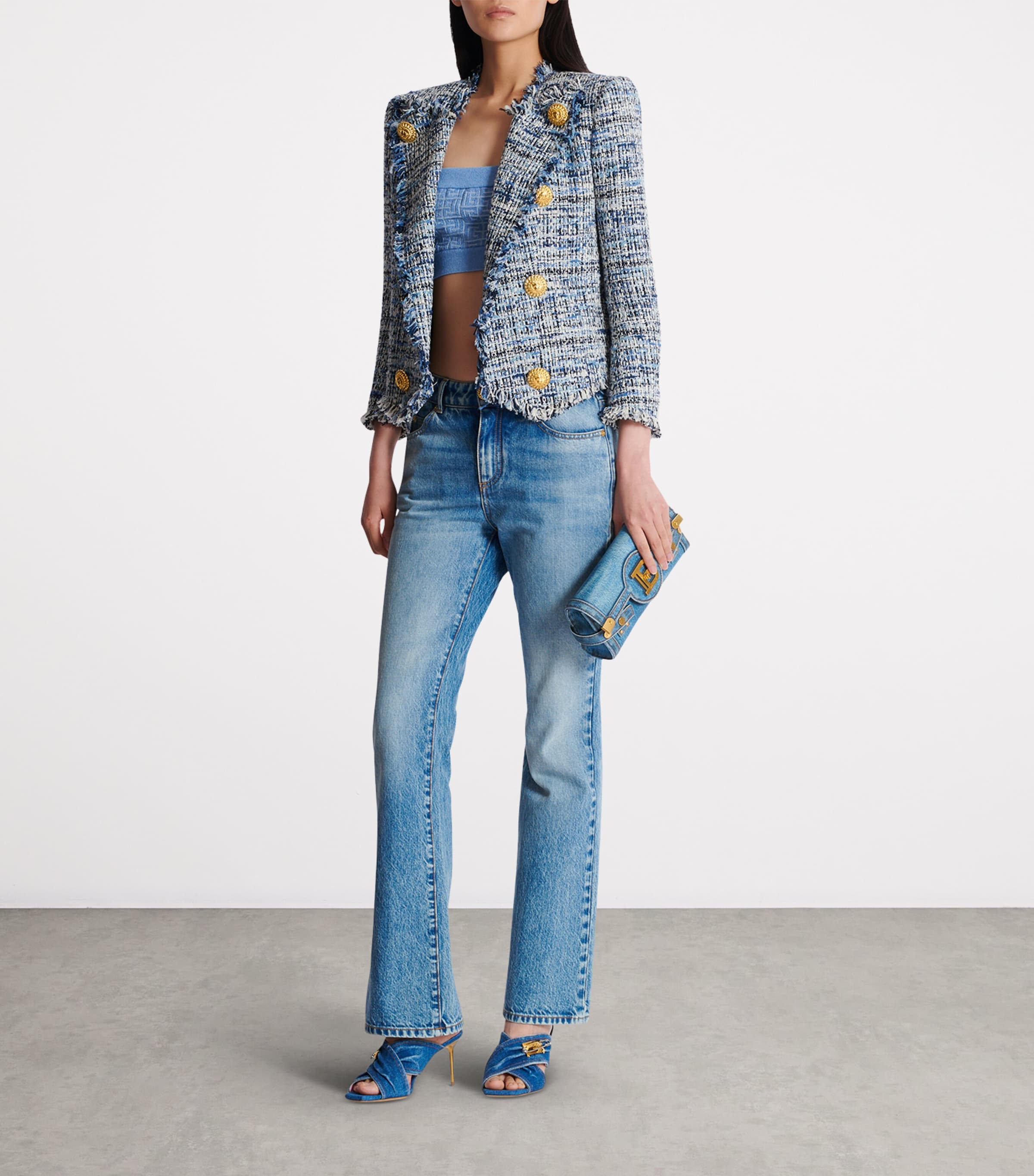 Tweed Button-Detail Jacket 6FC BLEU JEAN CLAIR Image 7