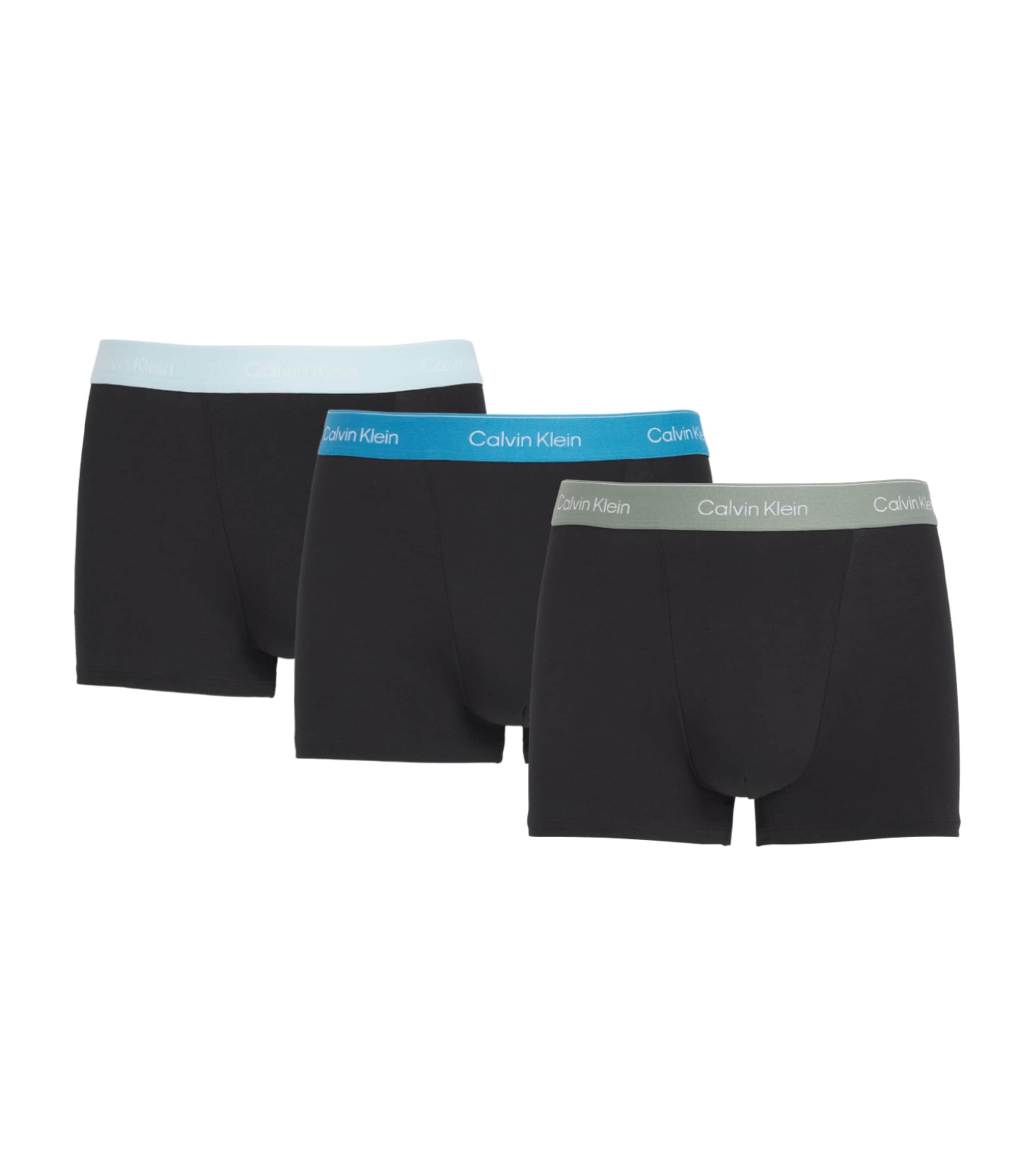 Calvin Klein Mens Stretch-Cotton Relaxed Icon Trunks (Pack of 3) Black Mist/blu Image 1