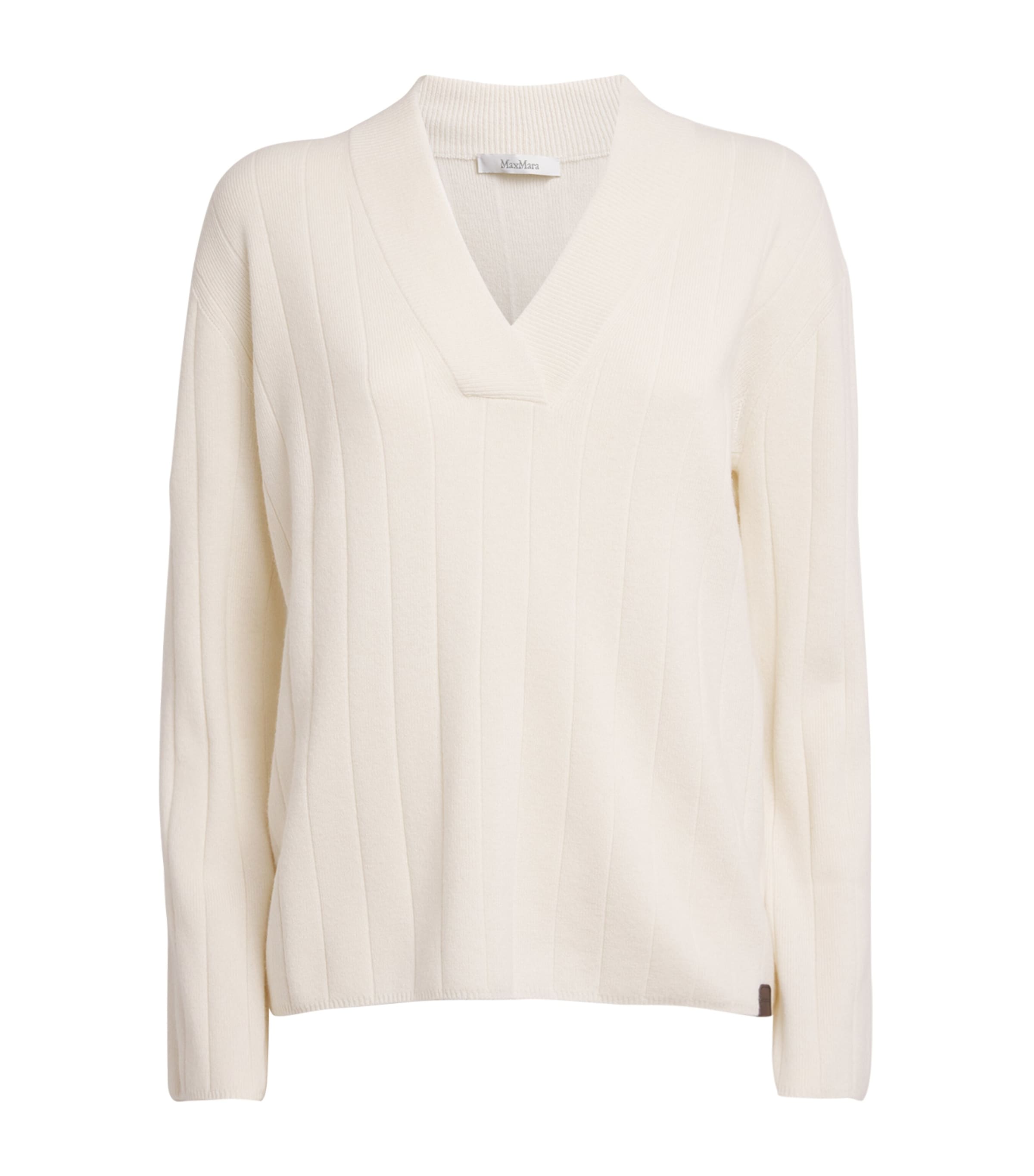 Max Mara Cashmere V-neck Sweater In White