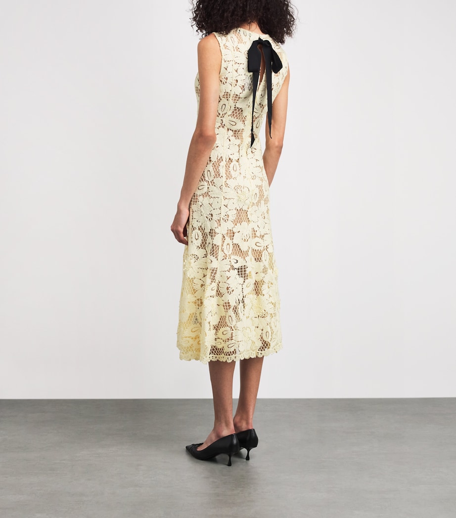 Self-Portrait Womens Crochet Lace Midi Dress Yellow Image 4