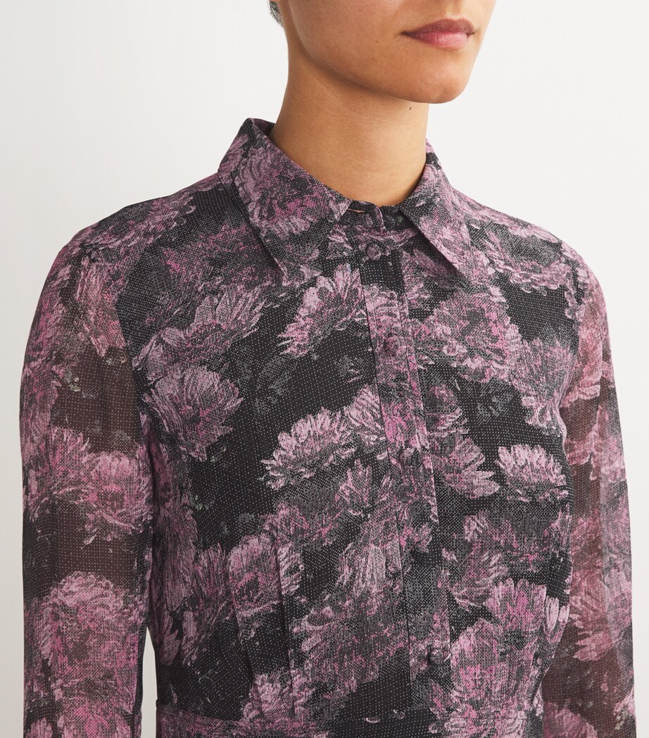 Silk Printed Midi Dress PINK PIXEL FLORAL Image 4