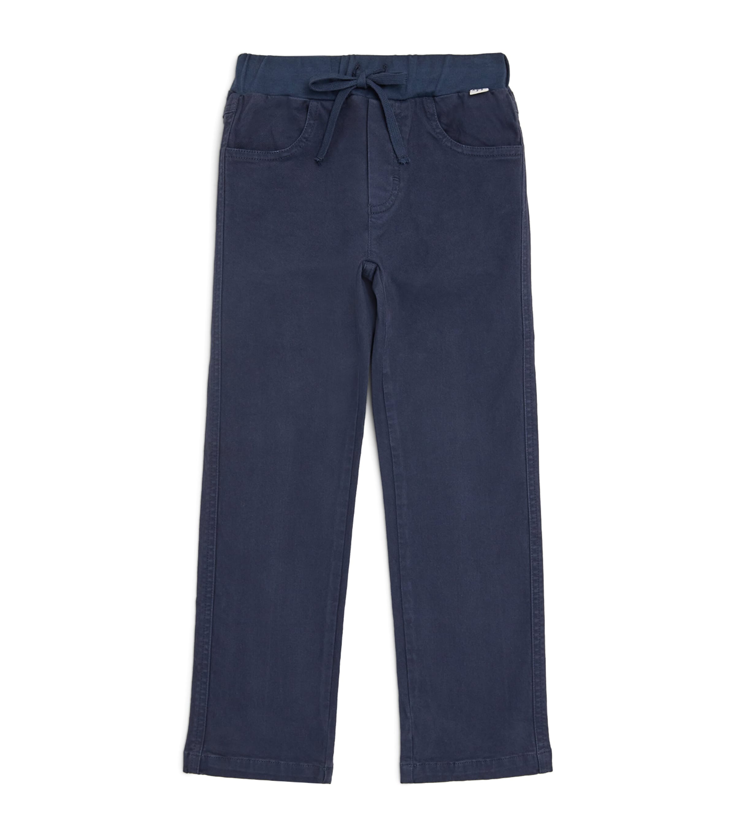 Shop Il Gufo Cotton Drawstring-waist Trousers In Blue