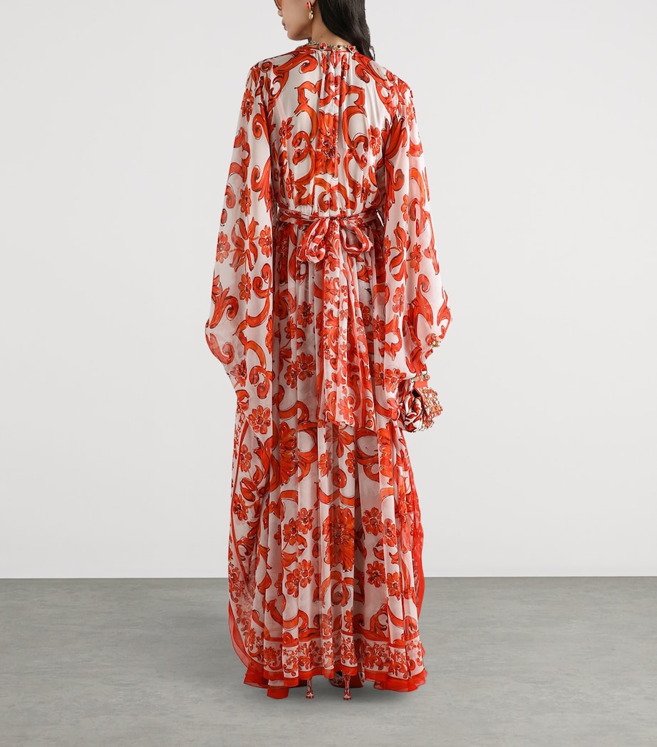 Dolce&Gabbana Womens Silk Majolica Print Kaftan Maxi Dress Combined Colou Image 2