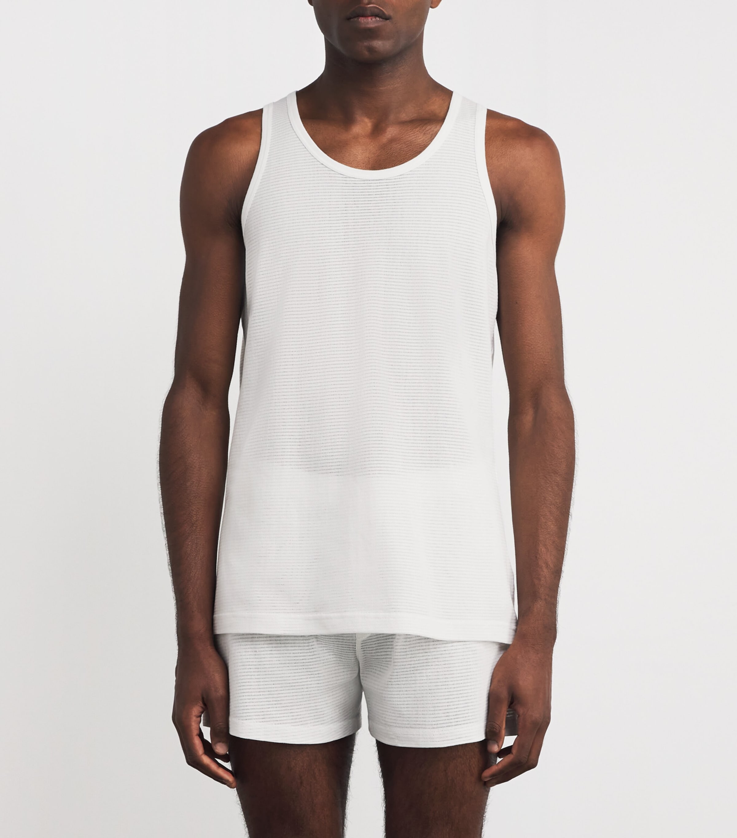 Sunspel Mens Cotton Mesh Cellular Vest Whaa White Image 3