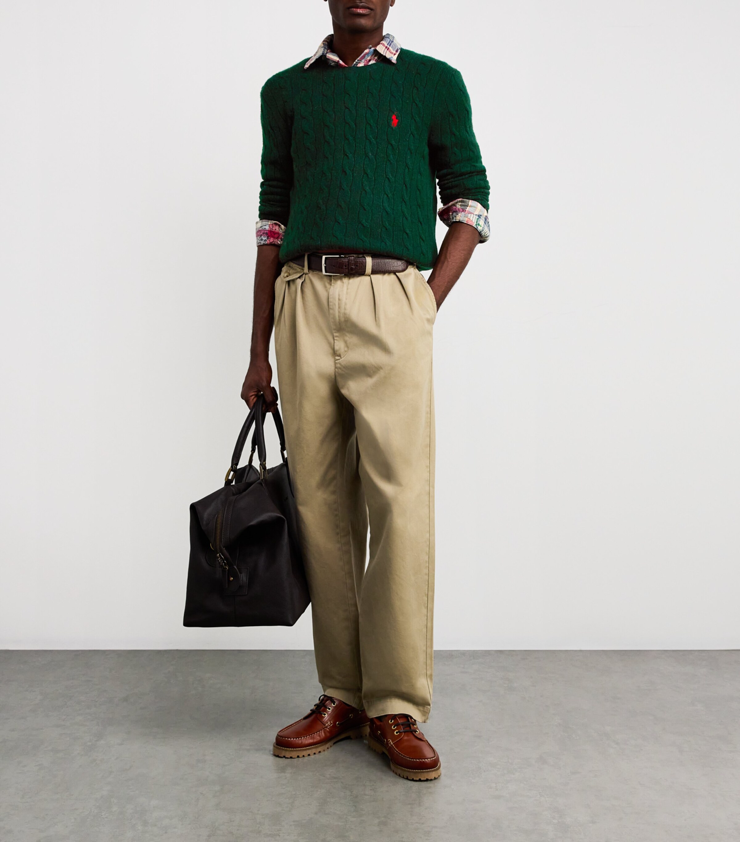 Polo Ralph Lauren Mens Wool-Cashmere Cable-Knit Sweater Green Image 2