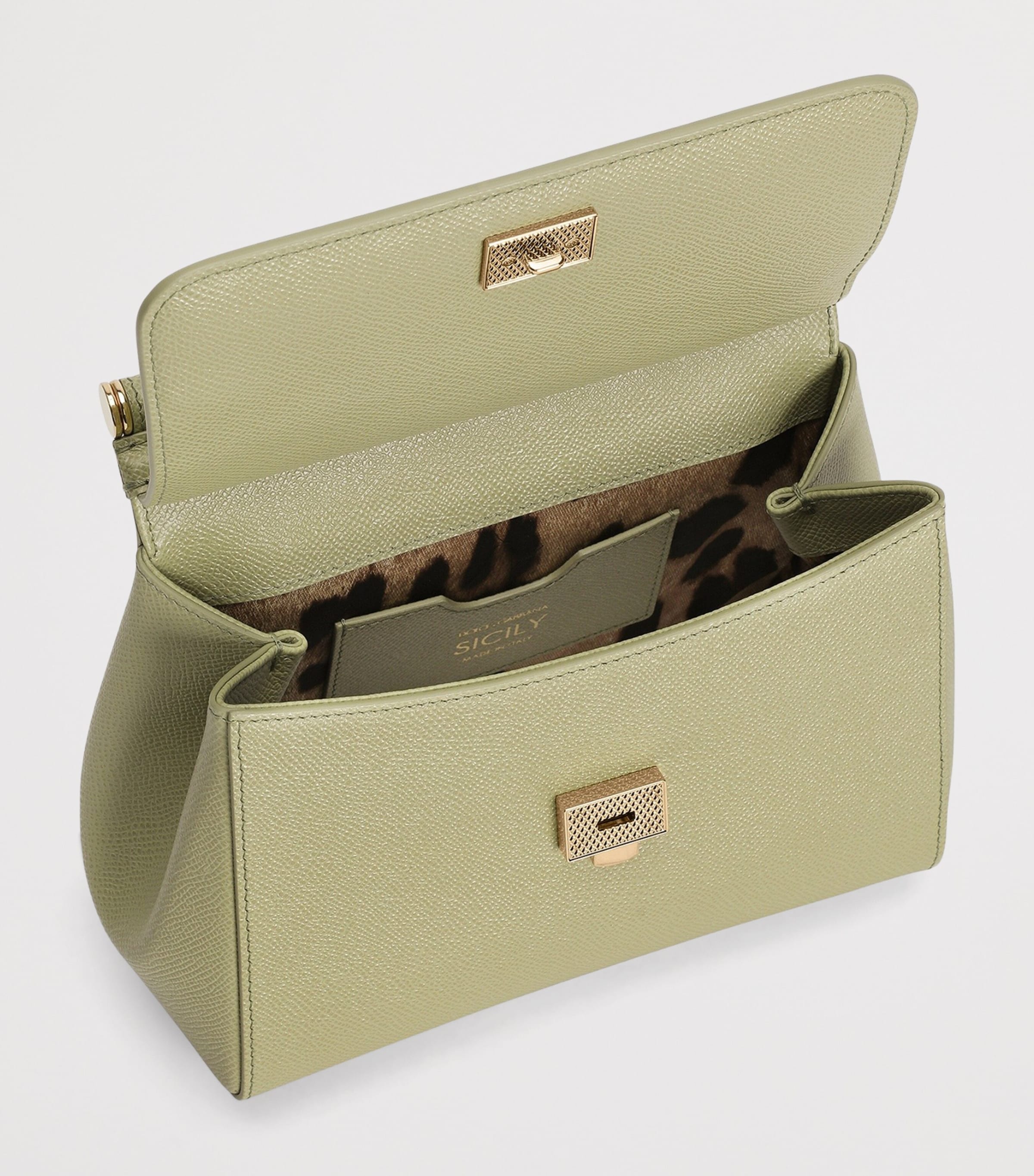 Medium Leather Sicily Top-Handle Bag 80527-SAGE GREE Image 5