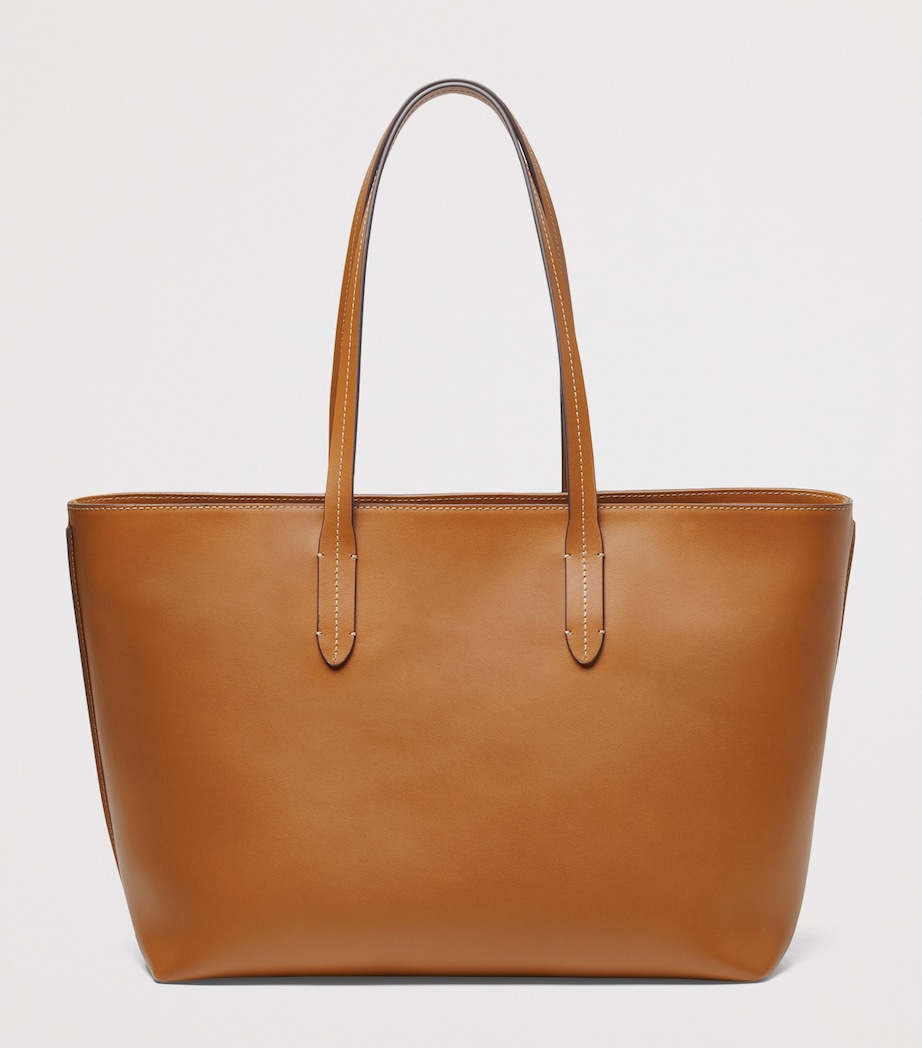Leather East West Tote Bag TAN Image 2