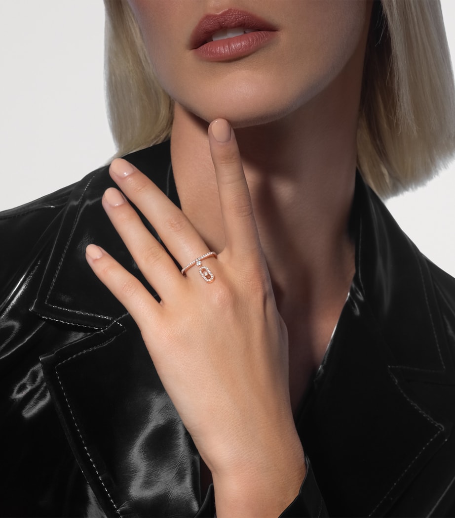 Messika Move Uno Pink Gold and Pavé White Diamond Drop Pendant Ring Pink Gold Image 2