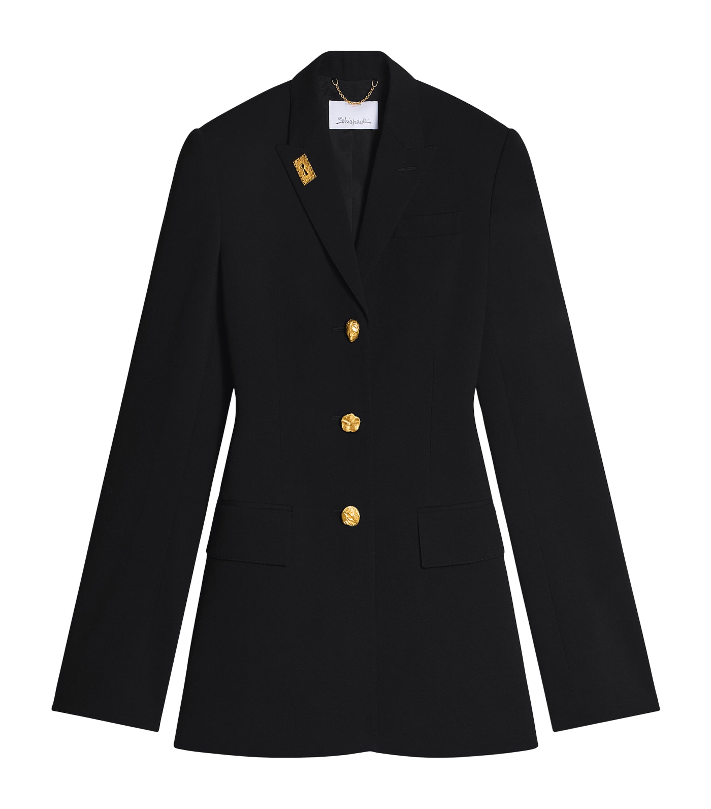 Schiaparelli Womens Wool-Blend Bijoux Chain Blazer Nude Image 1