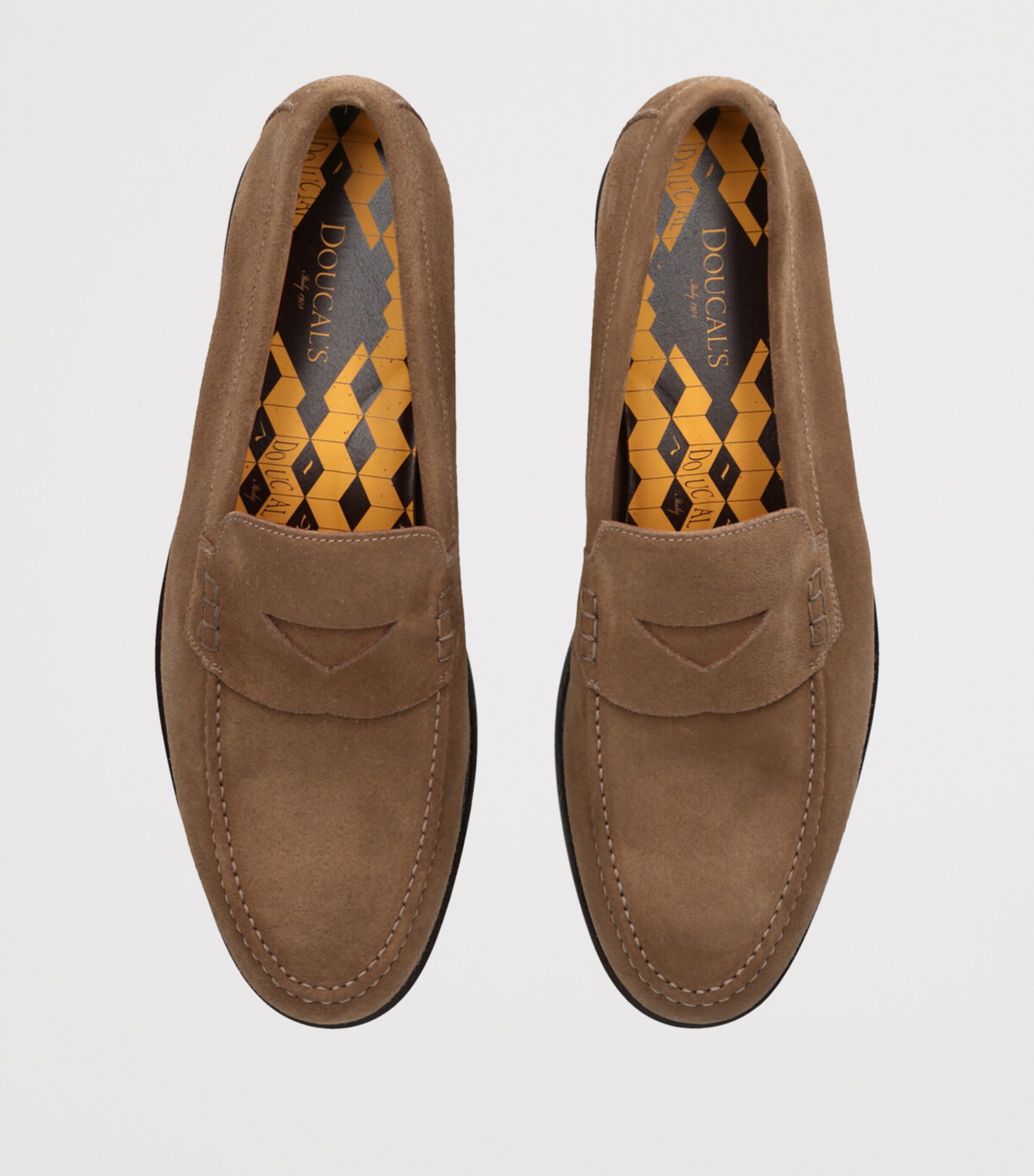 Doucal's Suede Penny Loafers Taupe Image 4