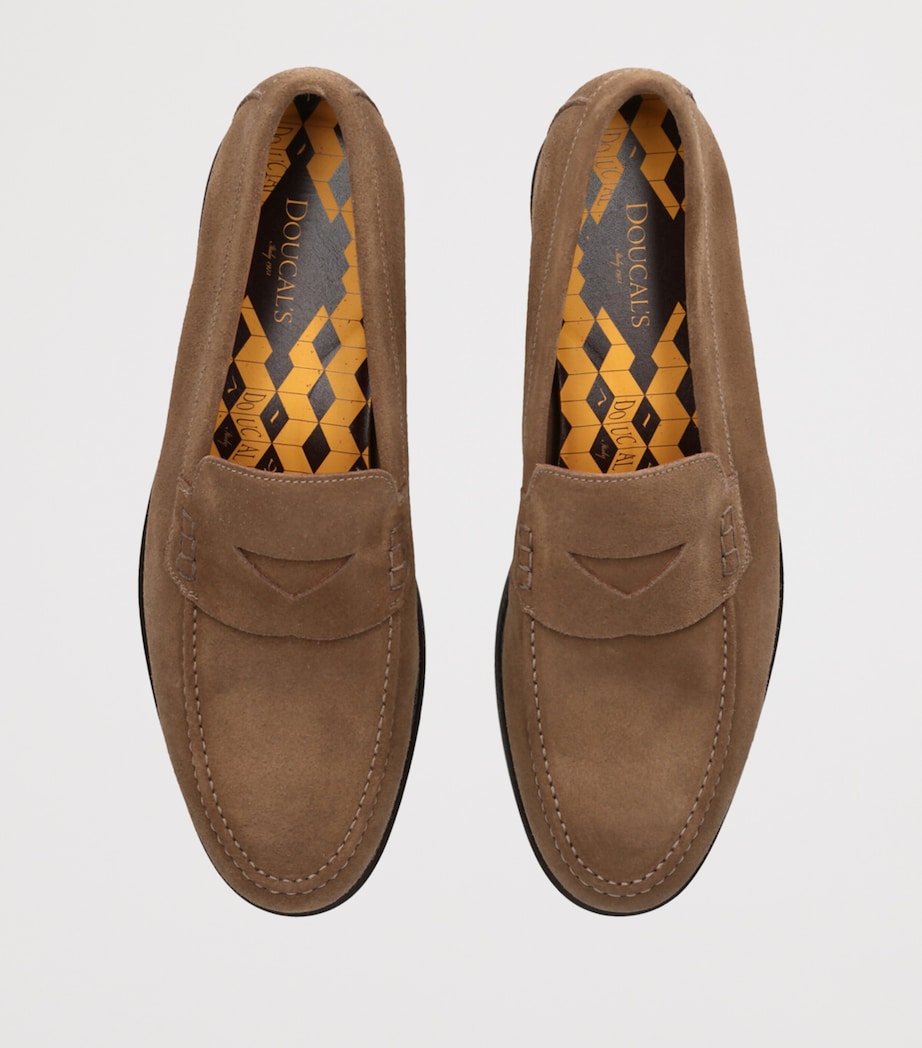 Doucal's Suede Penny Loafers Taupe Image 4