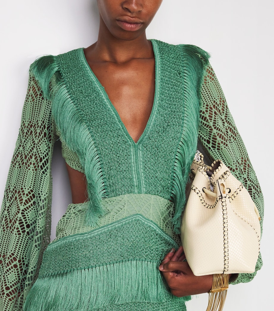 Crochet Fringe-Trim Samba Mini Dress LIGHT GREEN Image 4