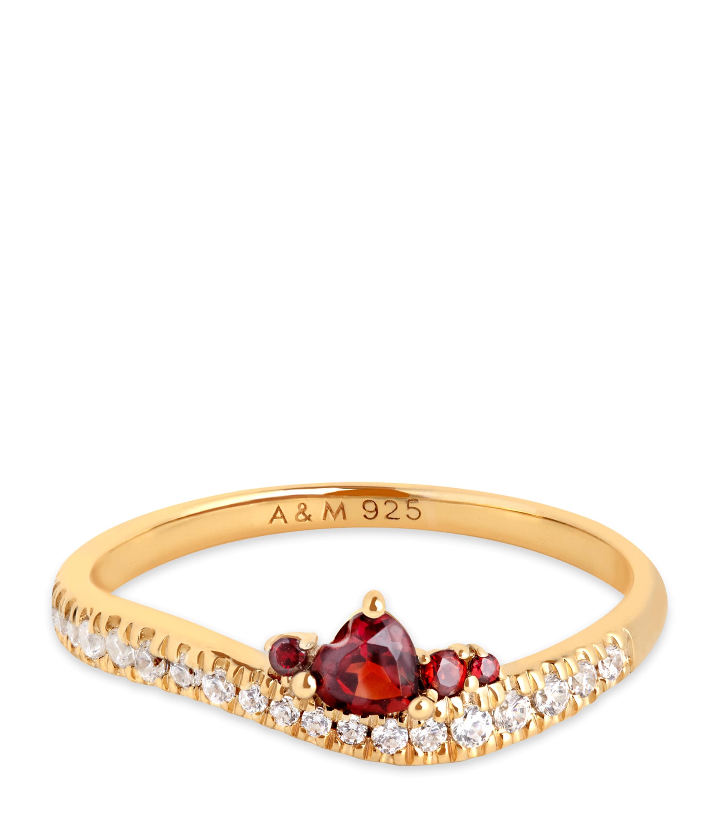 Astrid & Miyu Snake And Garnet Ring In Gold