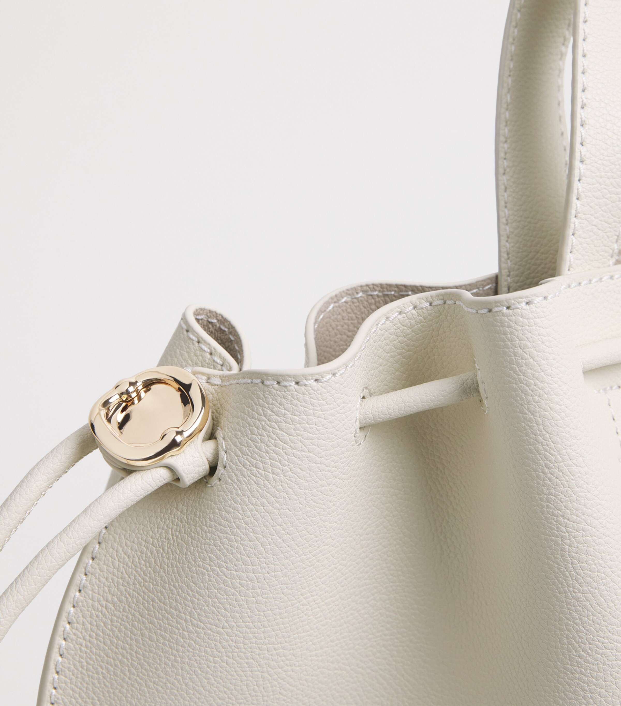 Claudie Pierlot Grained Leather Alban Tote Bag Ecru Image 6