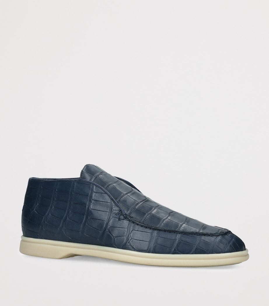 Alligator Skin Ankle Boots NAVY Image 3