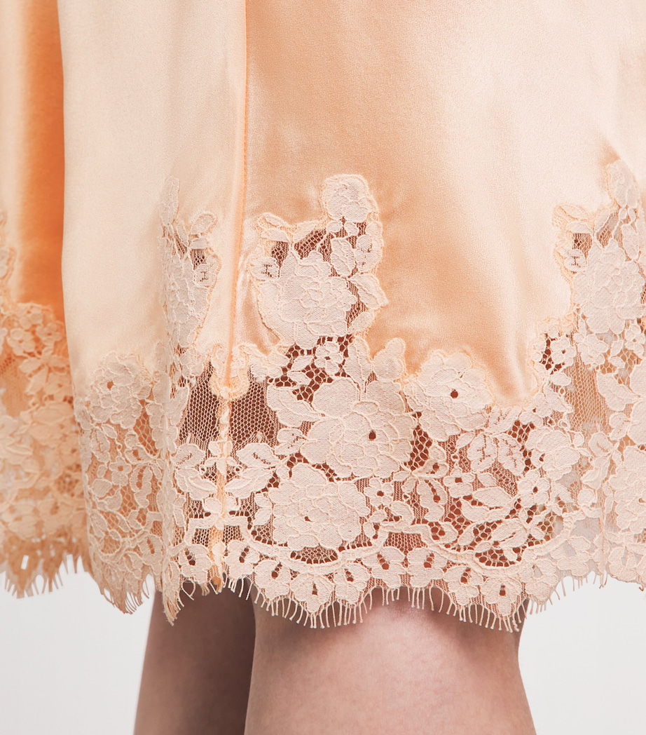 DÔEN Womens Silk-Lace Elowette Midi Skirt Peach Sorbet Image 3