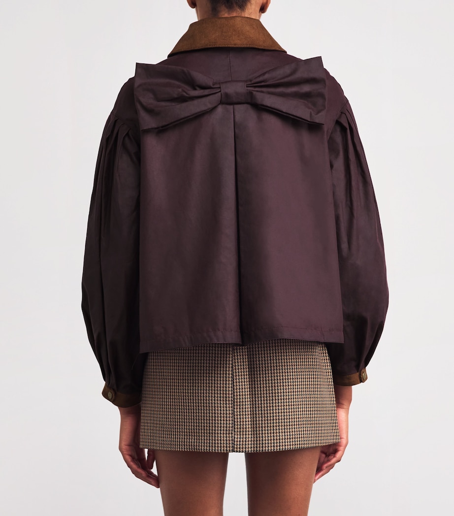 x FARM Rio Waxed Cotton Thais Jacket BRDEAUX/CRM HRT PRNT Image 4