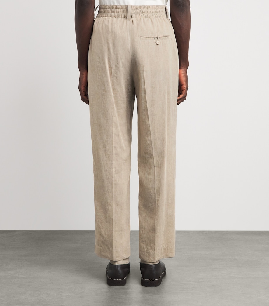 Jacquemus Mens Linen Pleated Croisière Trousers Beige Image 5