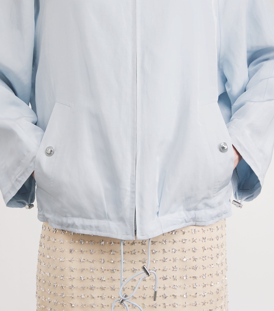 Embroidered Funnel-Neck Jacket SKY BLUE Image 6